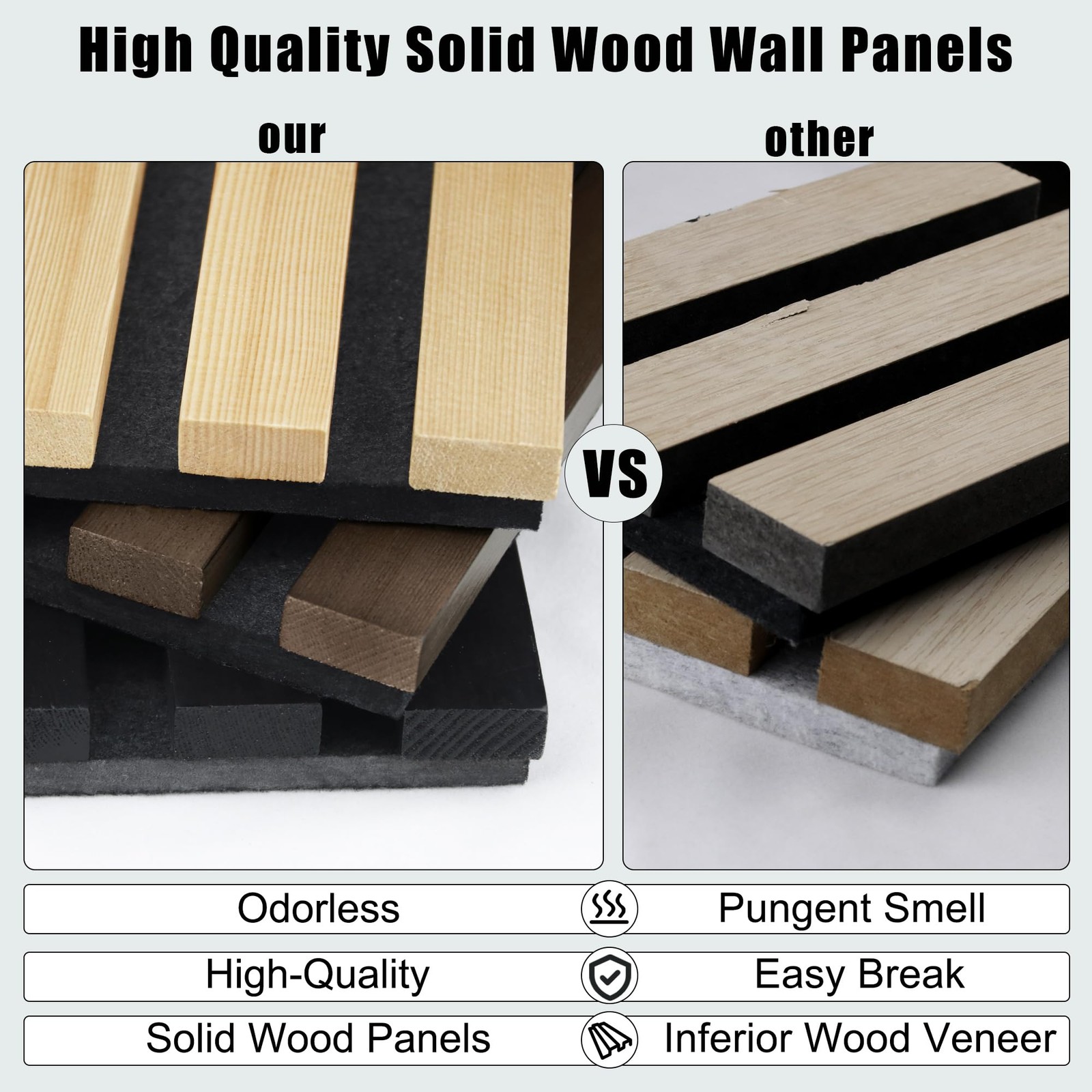 Roomtec 2 Pack Acoustic Solid Wood Wall Panels 94.49 X 12.6 Soundproof Wall