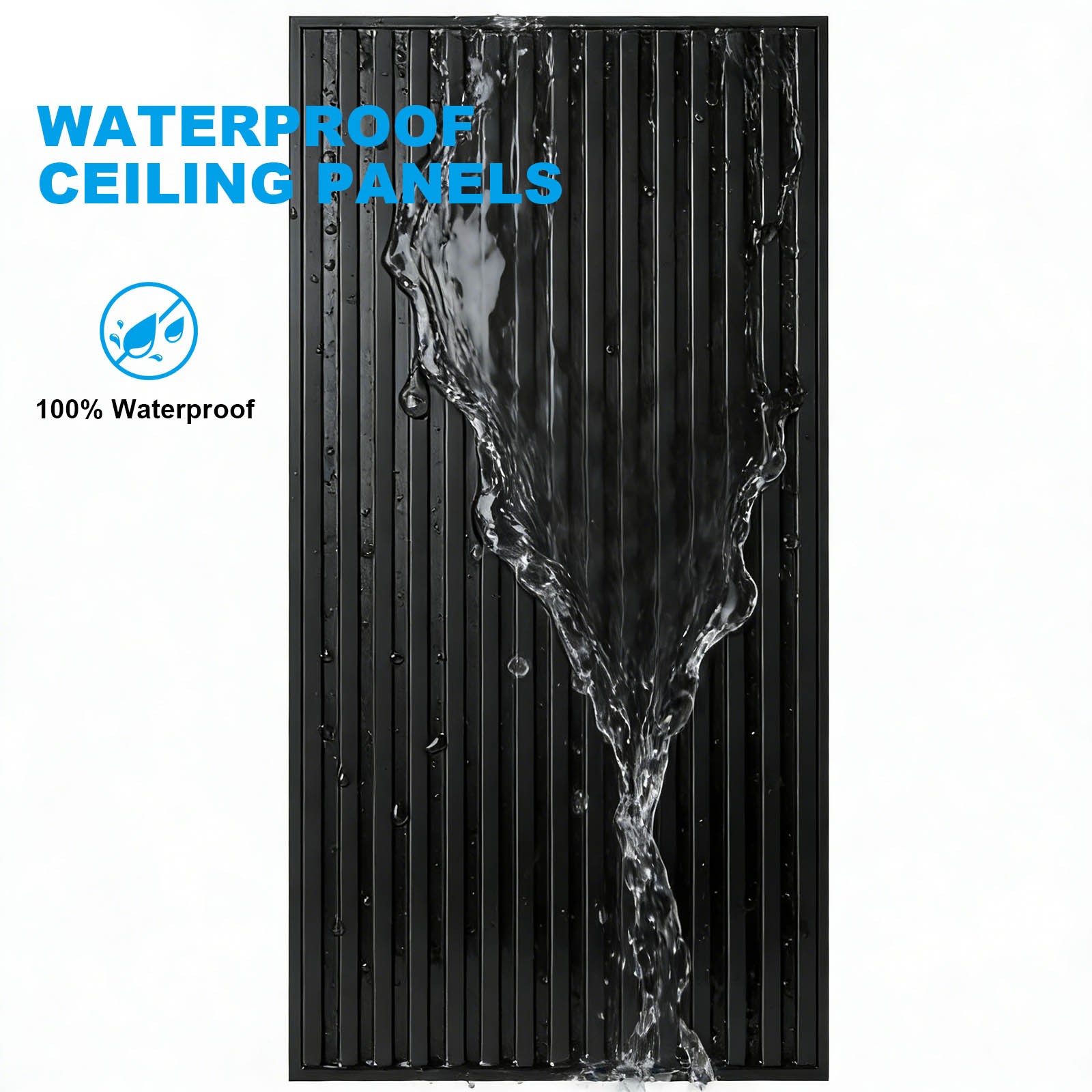 12PCS Ceiling Panel 2×4 Feet, PVC Decorative Ceiling Covering Panel,Black