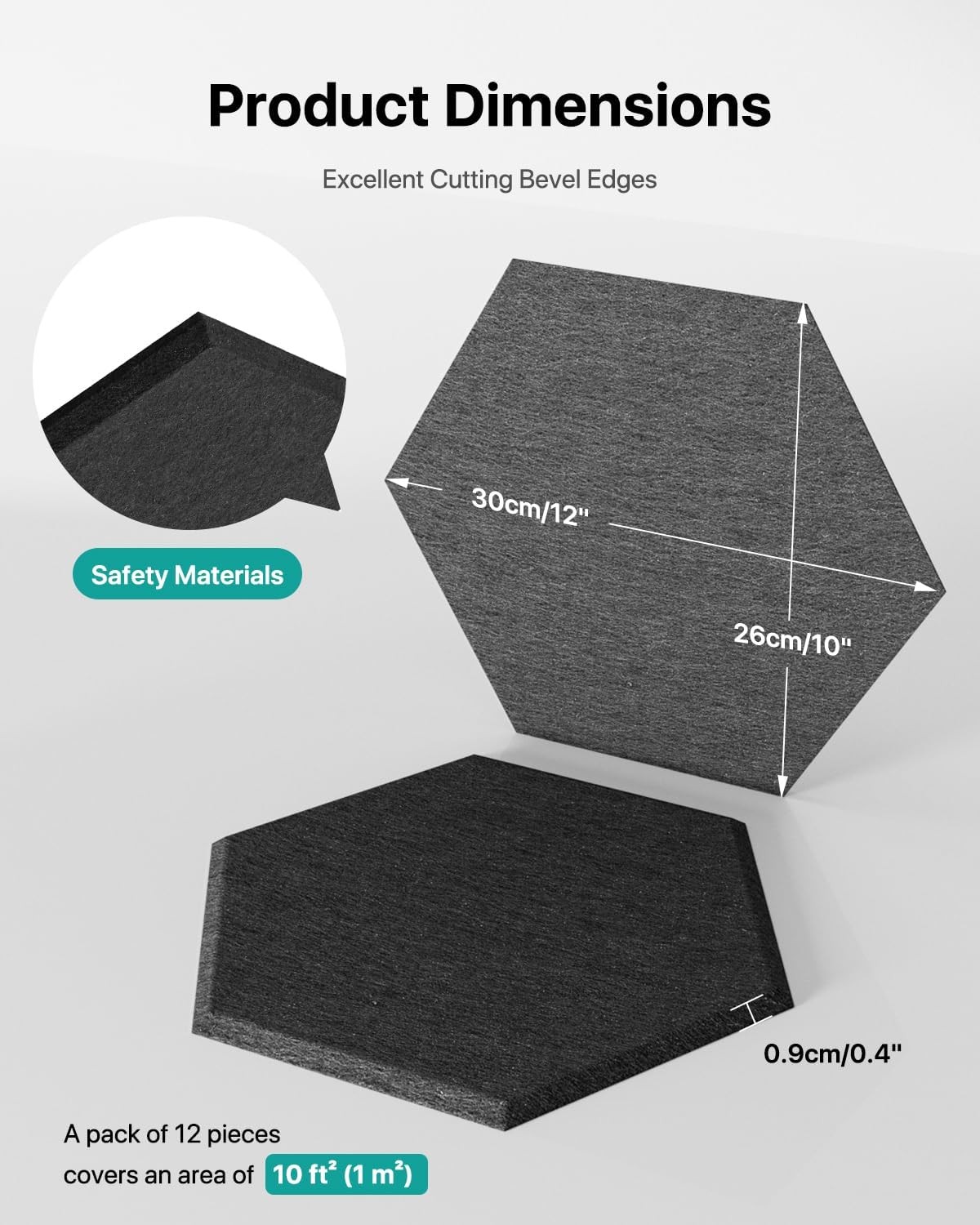 12 Pack Hexagon Acoustic Panels – Soundproof Wall Panels for Office Studio Home
