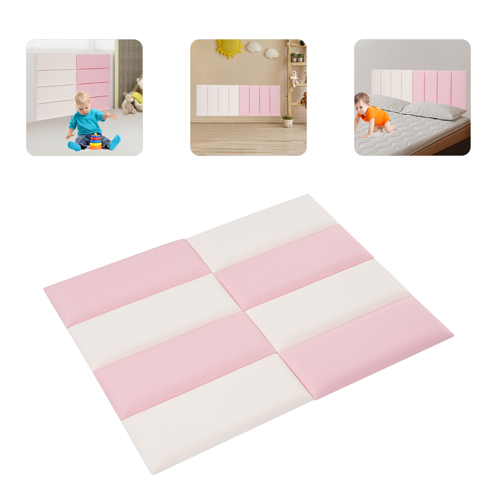 Wall Panels Pack of 8, Self-Adhesive Wall Panel, Anti-collision Wall Padding