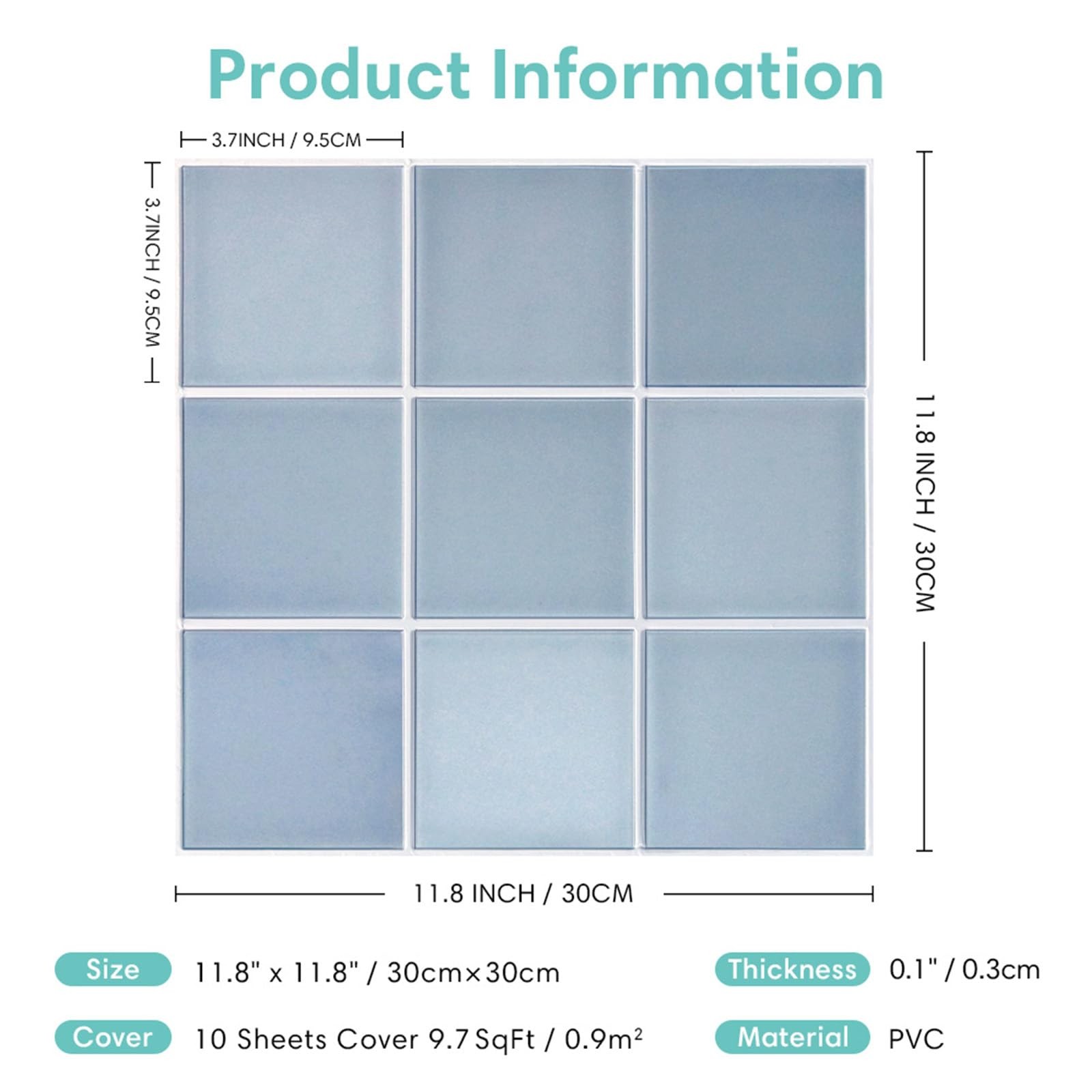 Commomy 10-Pcs Matte 3D 11.8″x11.8″ Peel & Stick PVC Tiles for Wall Decor