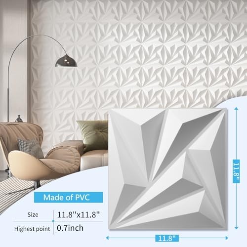 Art3d 20 Pack Decorative 3D Wall Panels 19 Sq.feet PVC Interior Wall Décor 11.8x