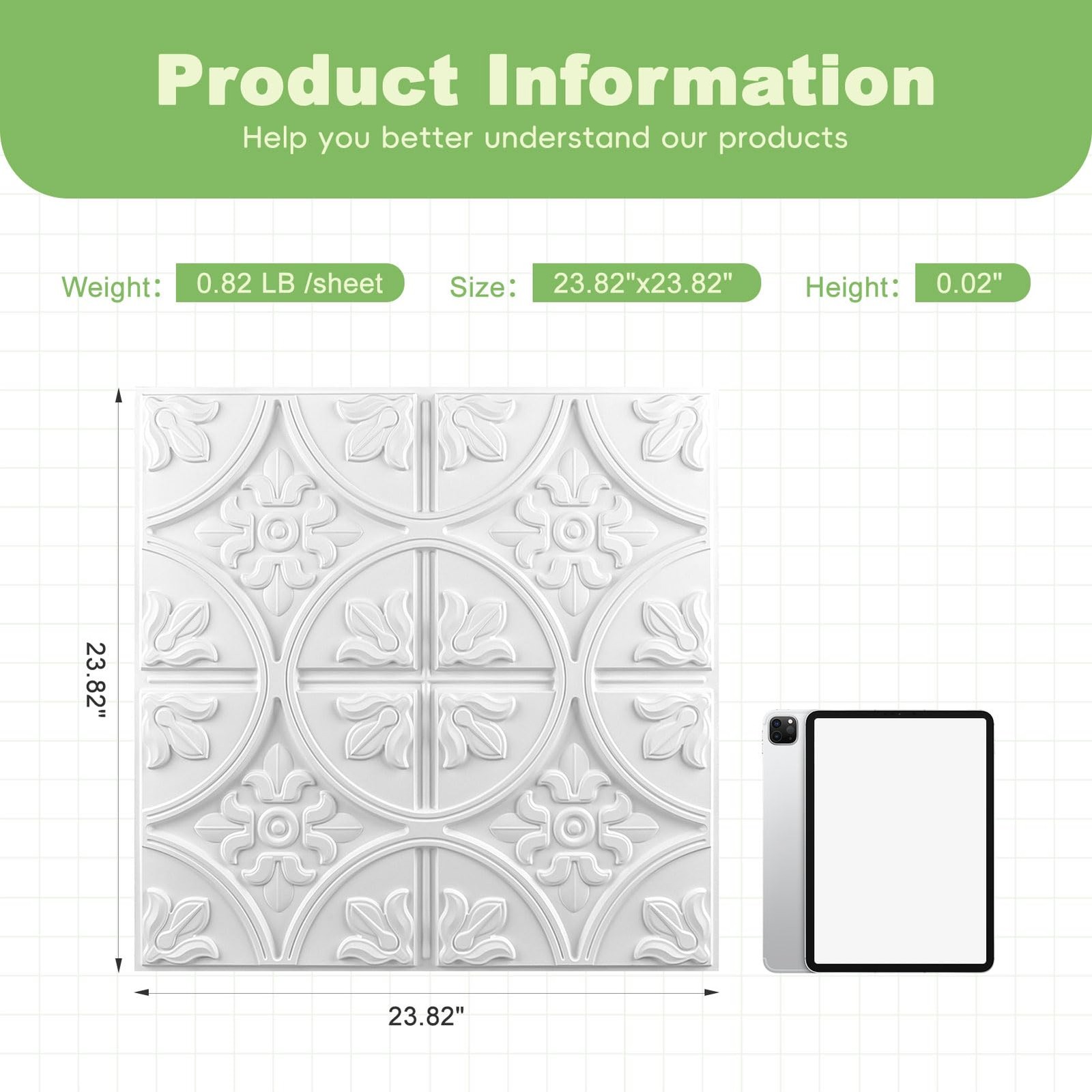 Art3D Drop Ceiling Tiles 2X2 12 Pack Glue-Up Pvc Ceiling Panel Traditional