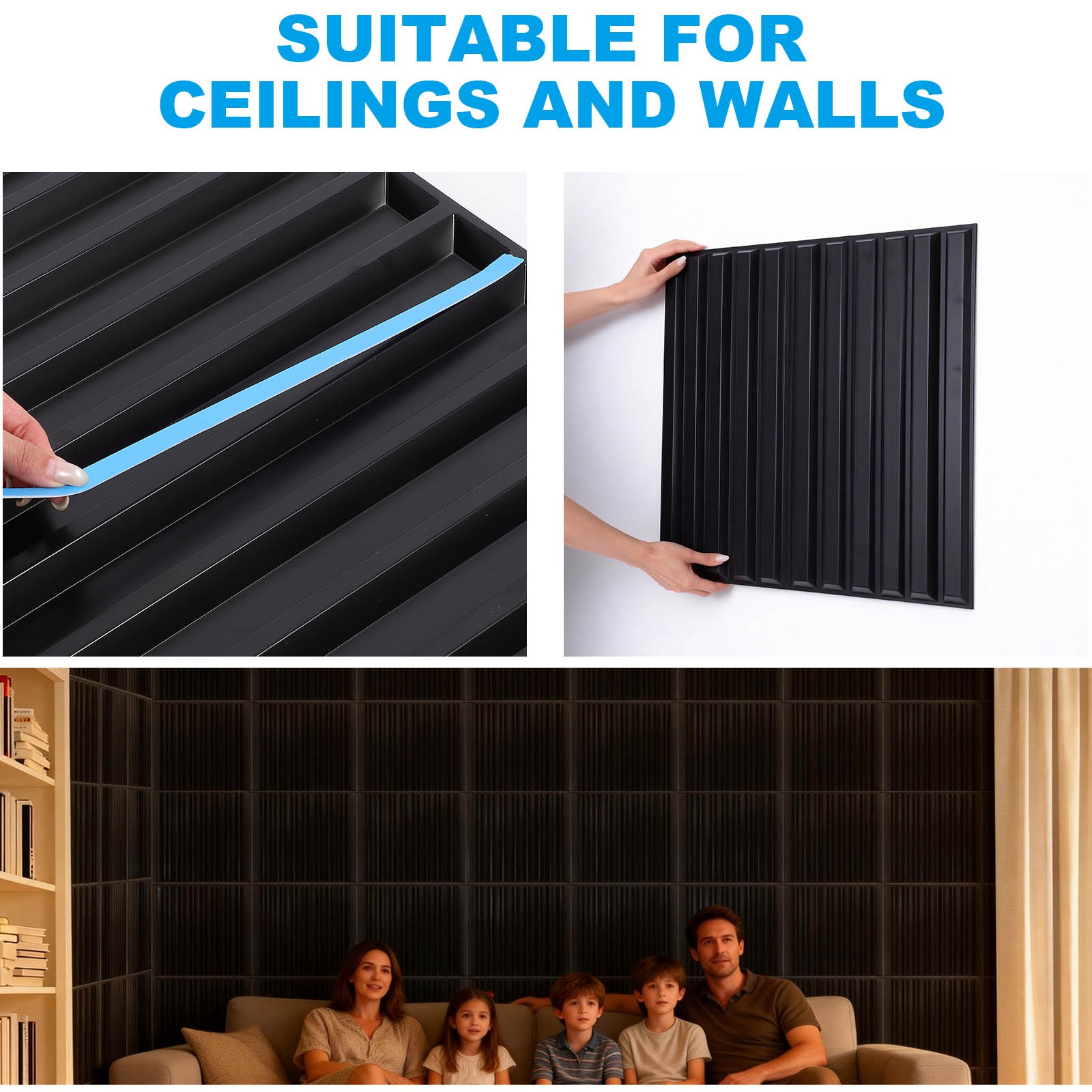 12 Pieces Strip 3D Wall Panels, PVC Decorative Fluted Textured Wall Paneling19.7