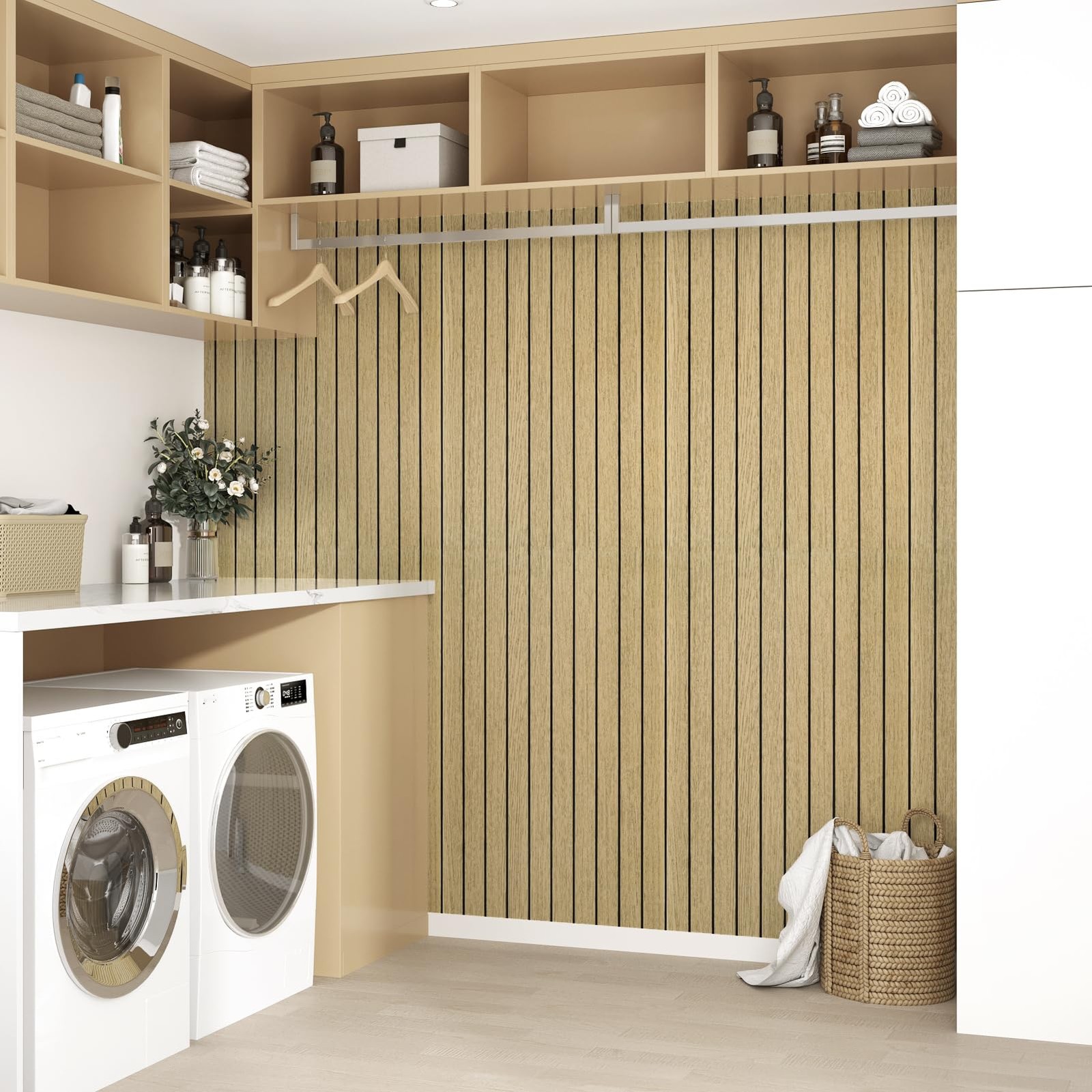 Wallercity Brown Wood Slat Wall Paneling For Interior Walls Removable