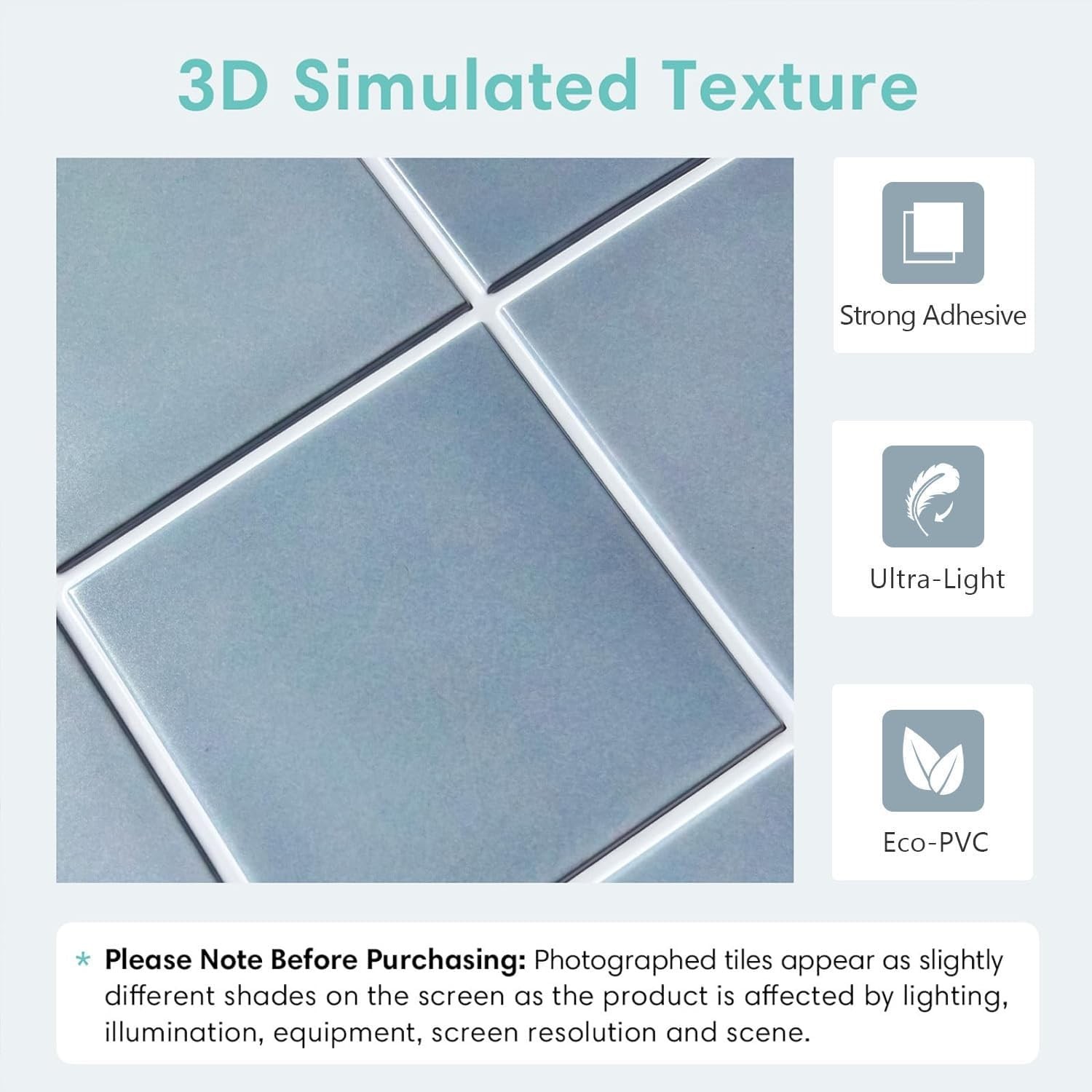 Commomy 10-Pcs Matte 3D 11.8″x11.8″ Peel & Stick PVC Tiles for Wall Decor