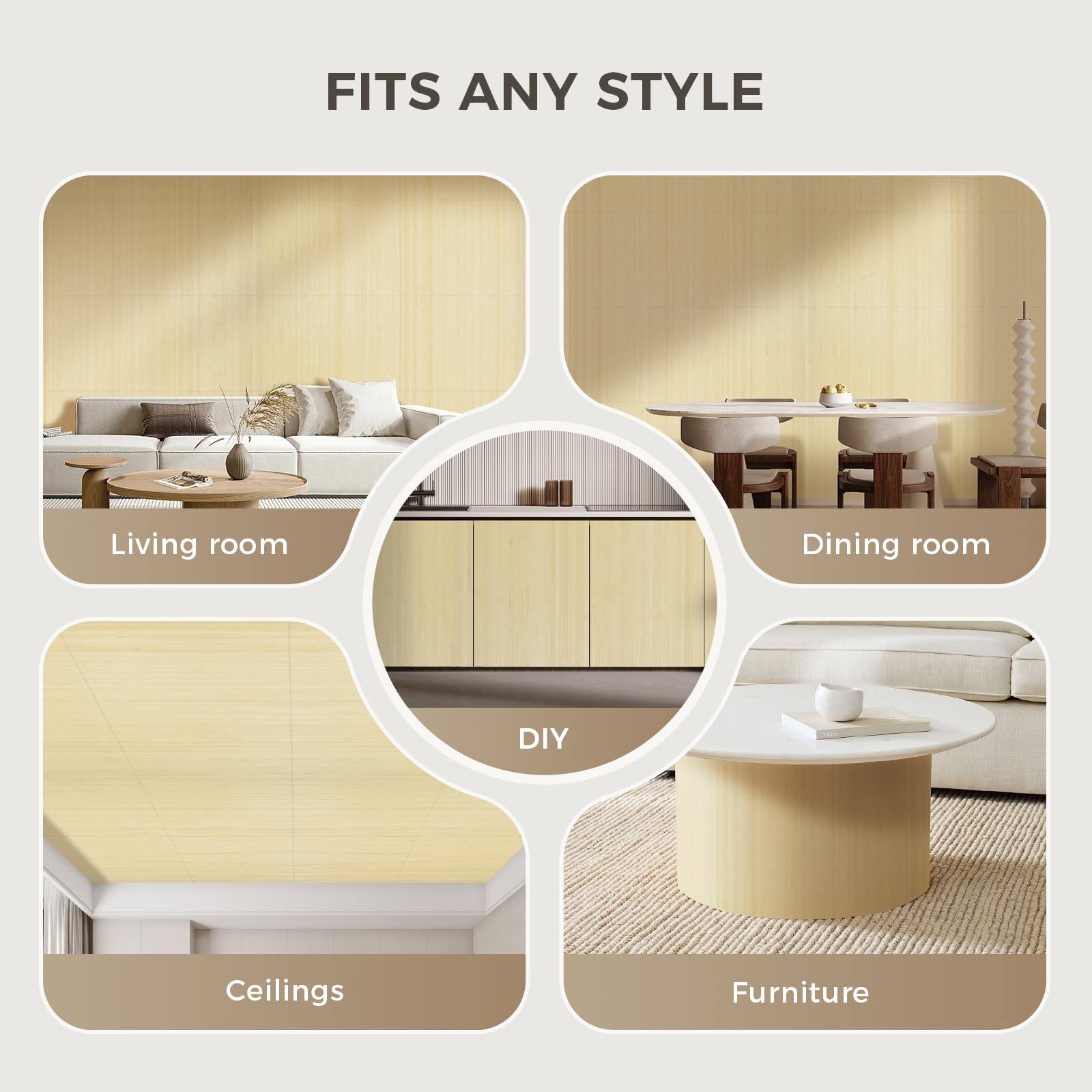 OUZUGIE 2 Pack 96×24 Inch Natural Bamboo Wall Panel – Raw Pole Wrap Paneling for