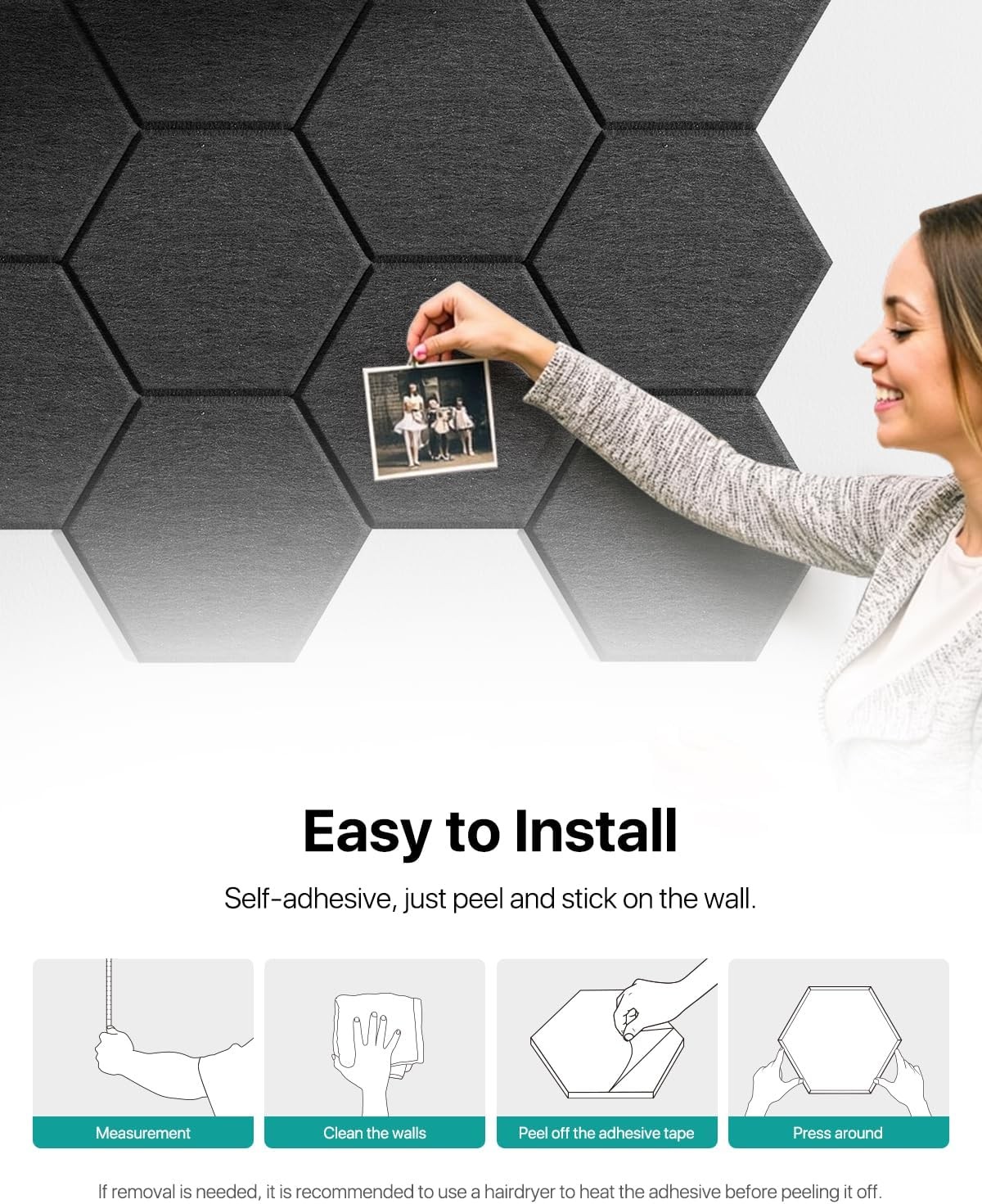 12 Pcs High Density Acoustic Panels – Hexagon Soundproof Wall Panels Studio