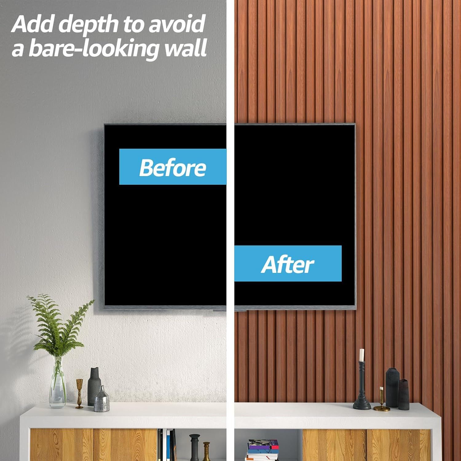 WPC Wainscoting Panels, 16-Pack 48 X 6 Inch 3D Wall Accents for Interior Wall De