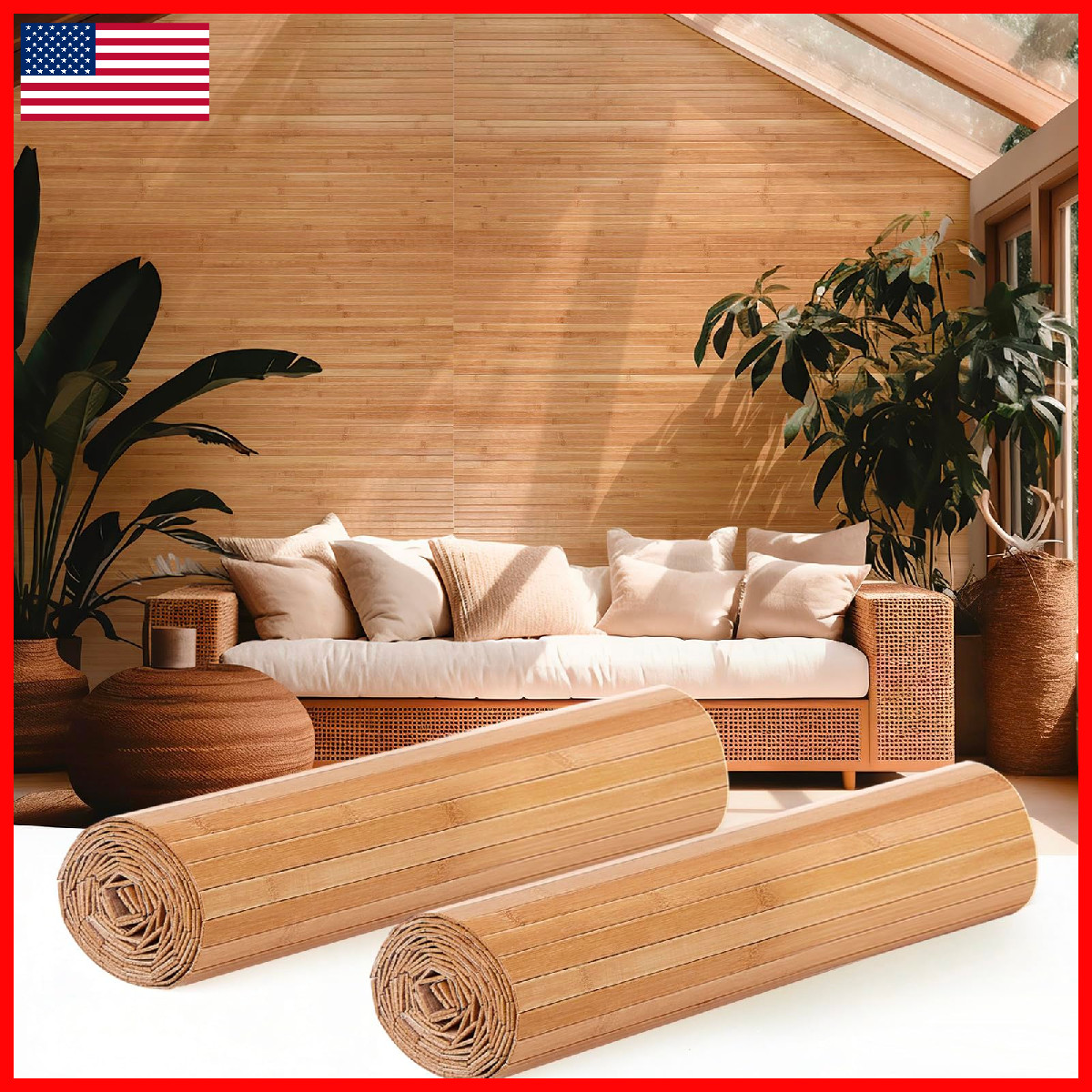 Juexica 2 Pcs Natural Bamboo Wall Panel 12 X 96 Inch Bamboo Covering Renewable