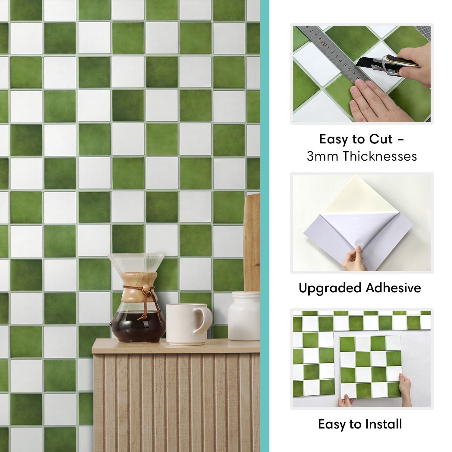 Commomy 10 Pcs Matte 3D Peel and Stick Tile 11.8″x11.8″ Ultralight PVC Square Pe