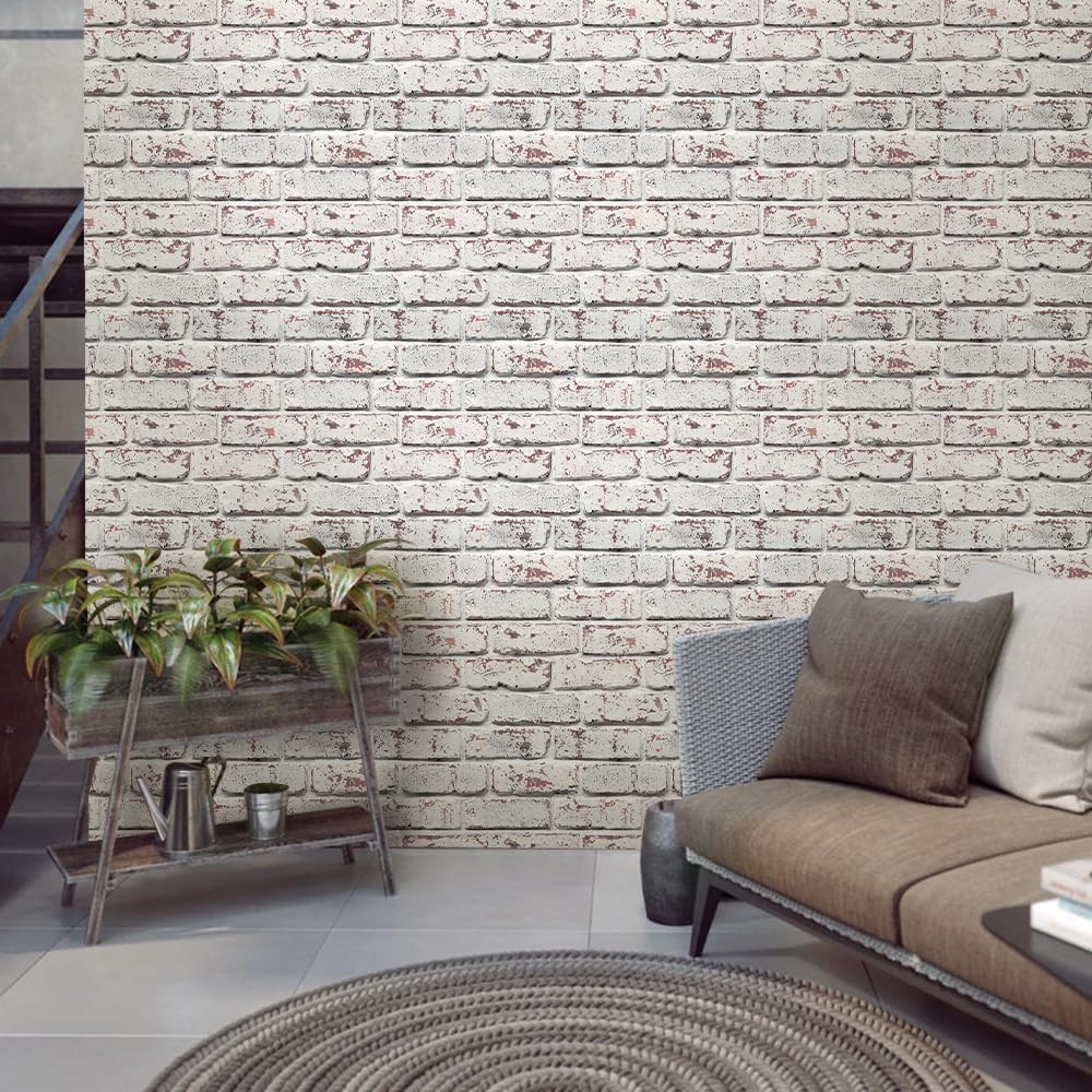 COMSTICKC 3D Faux Brick Wall Panel Peel and Stick, 10 Pcs 12″X12″ Small Size Bri