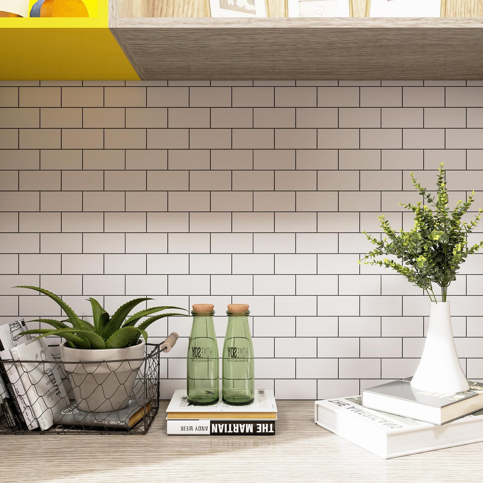 V-Mozza Peel And Stick Backsplash Tile 20 Sheets White Subway Tile Backsplash