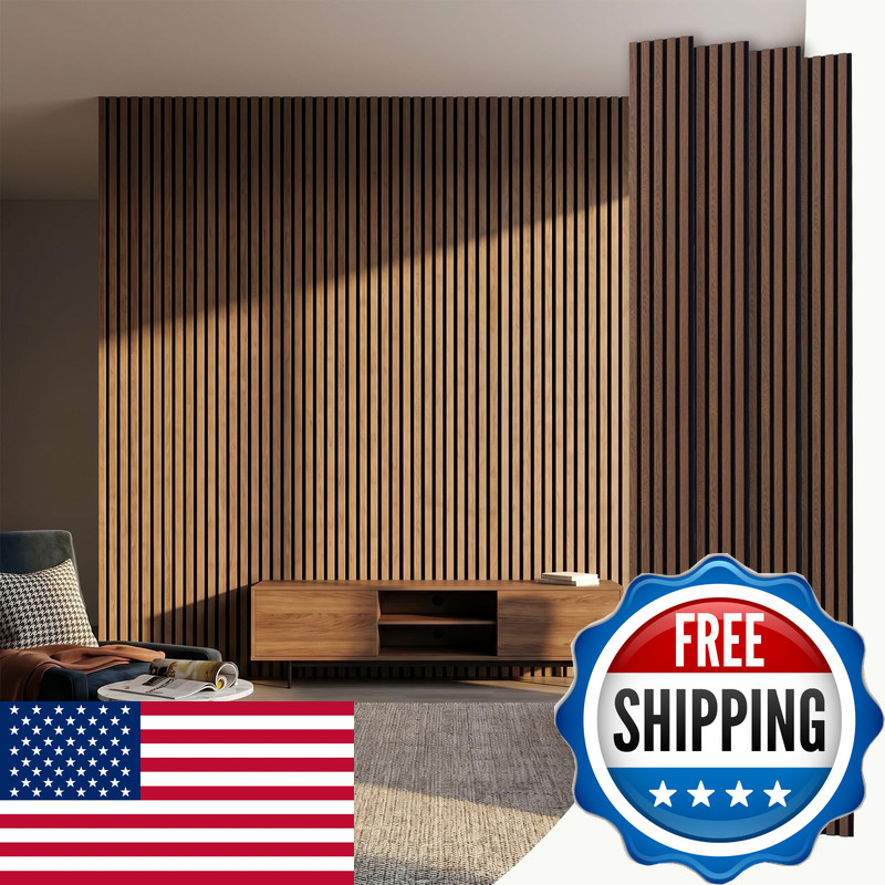 Trekatl Auto Wood Slat Acoustic Panels 4 Pack 94.5X7.9 21Ft 3D Wall Panels