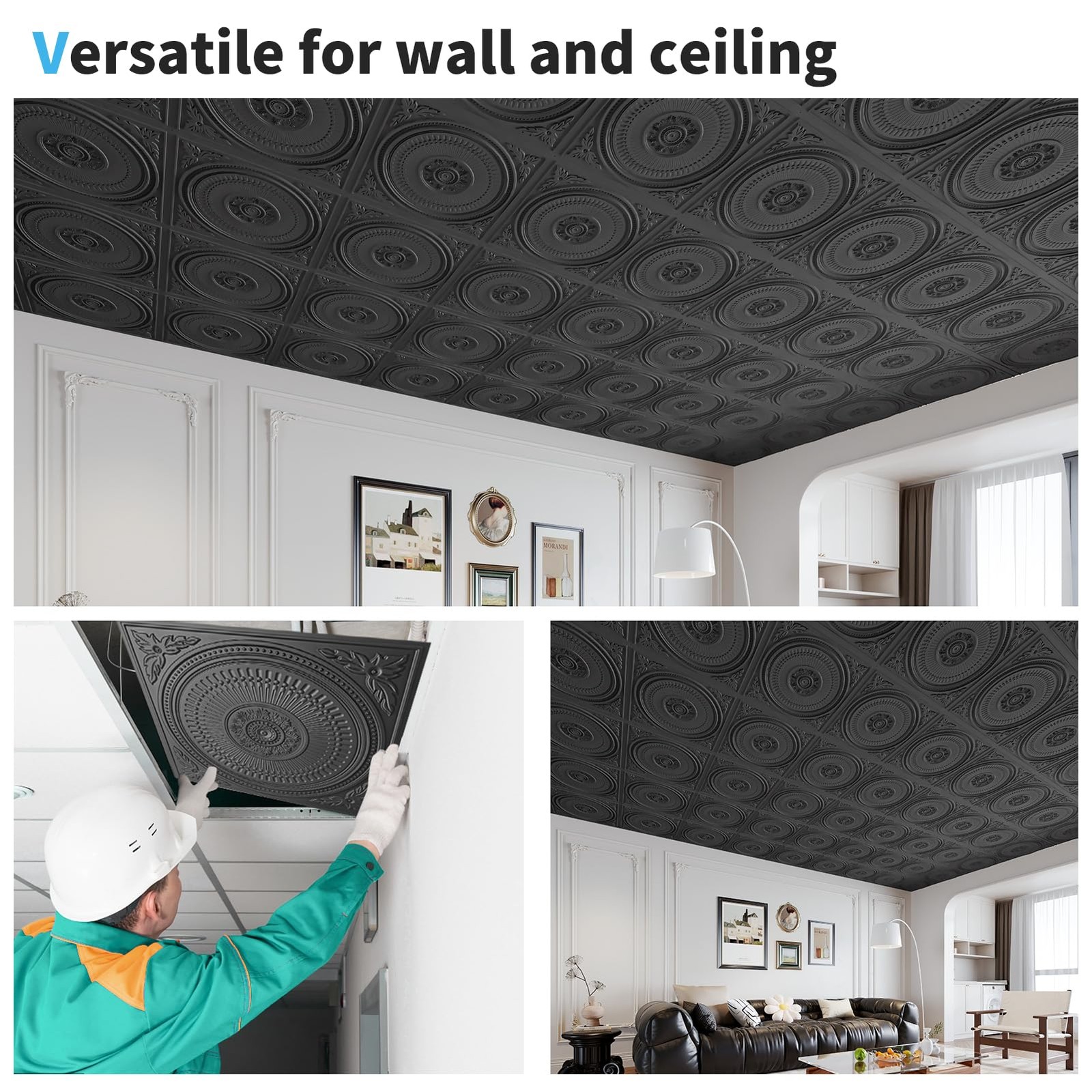 Art3D 12-Pack Drop Ceiling Tiles 2X2 Ft Decorative Easy Install Pvc Ceiling