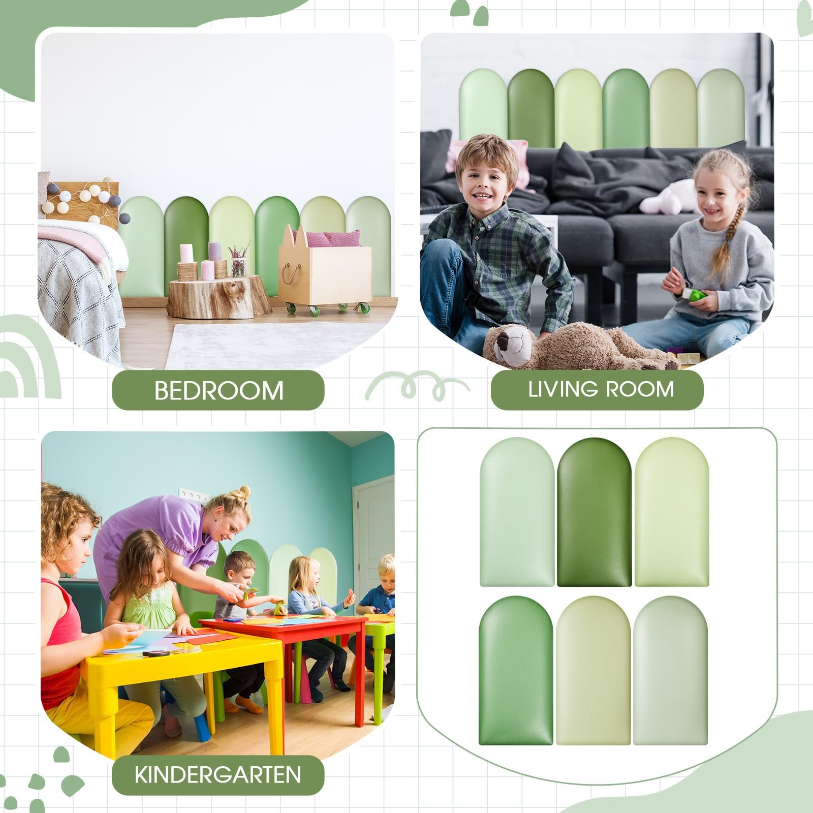 Jetec 6 Pcs Wall Padding for Kids with Autism Playroom Anti Collision 3D 15. 75