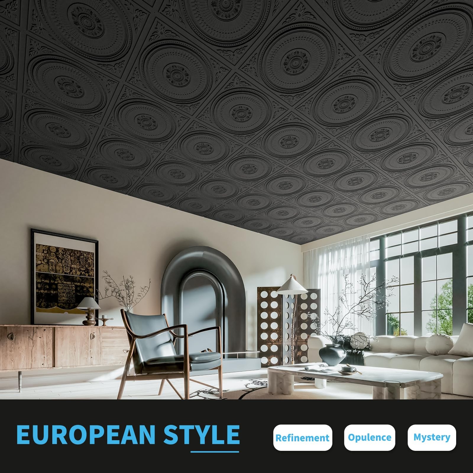 Art3D 12-Pack Drop Ceiling Tiles 2X2 Ft Decorative Easy Install Pvc Ceiling