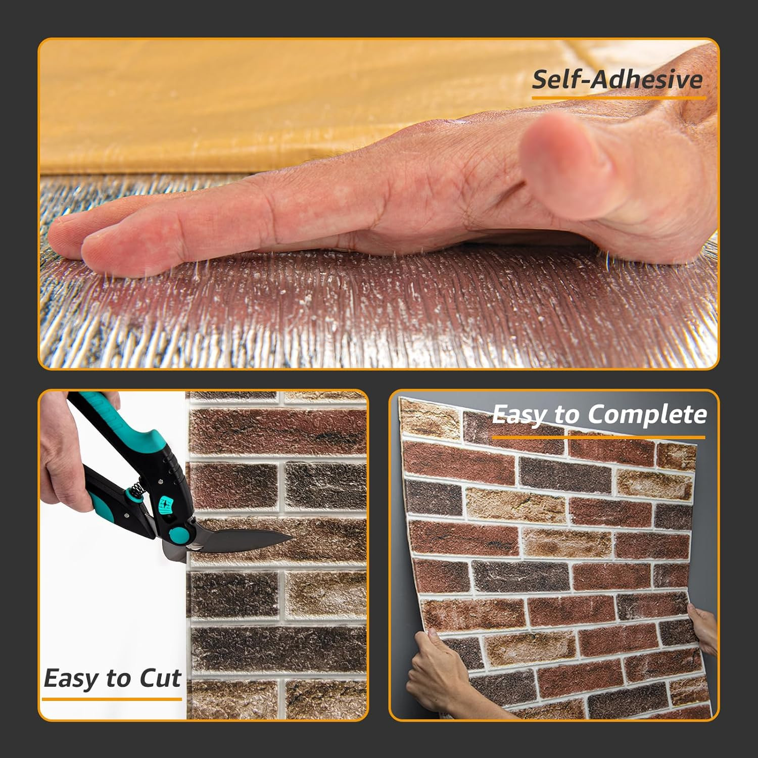 10Pcs Large Size 52.5 Sq.Ft 3D Self-Adhesive Foam Brick Wall Panels, Red Brown(1