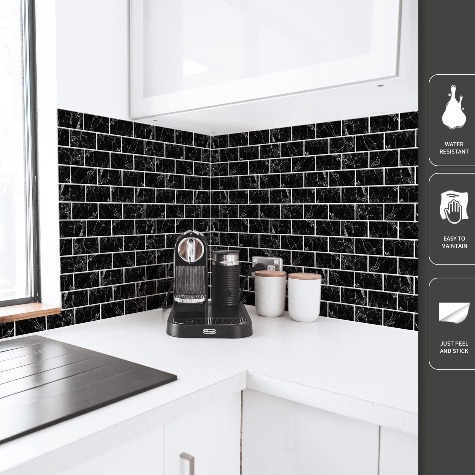 Art3d 10-Sheet 12″x12″ Peel & Stick Subway Tile Backsplash Marble Design