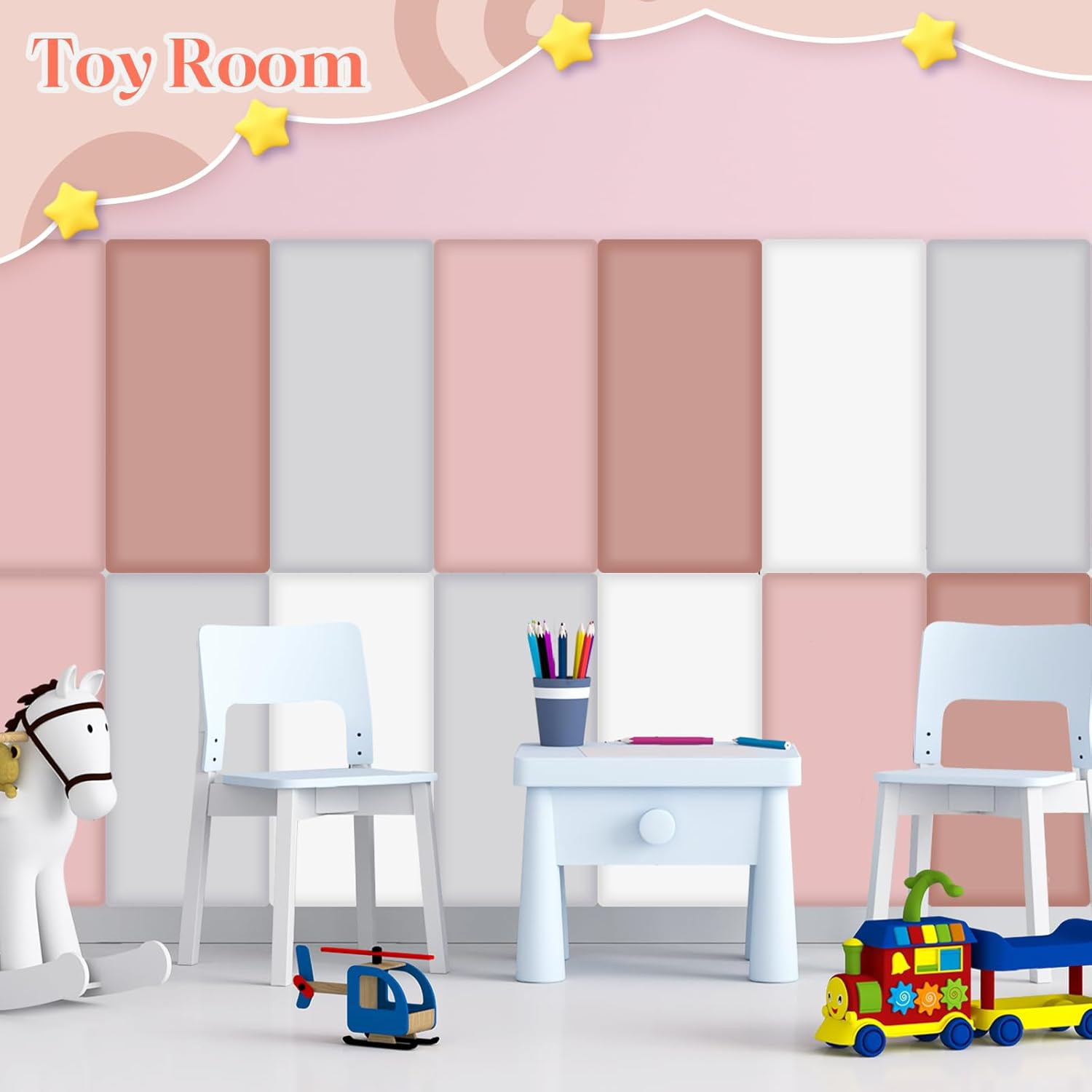 12 Pack Pink 3D Wall Padding – Peel & Stick Headboard Panels for Playroom