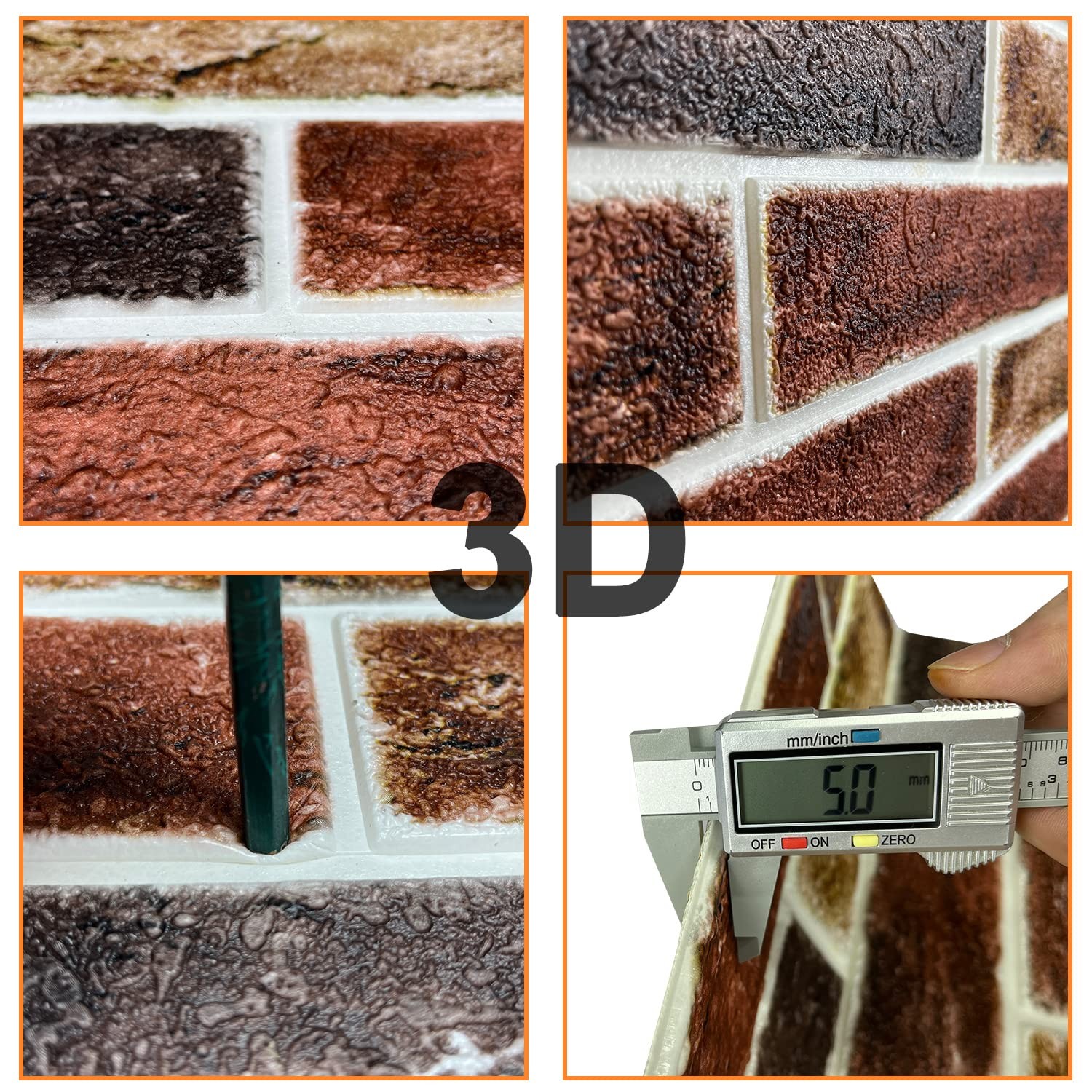 Yll Yll 20-Pack 104 Sq.Ft 3D Wall Panels Peel And Stick 3D Faux Brick Wallpaper