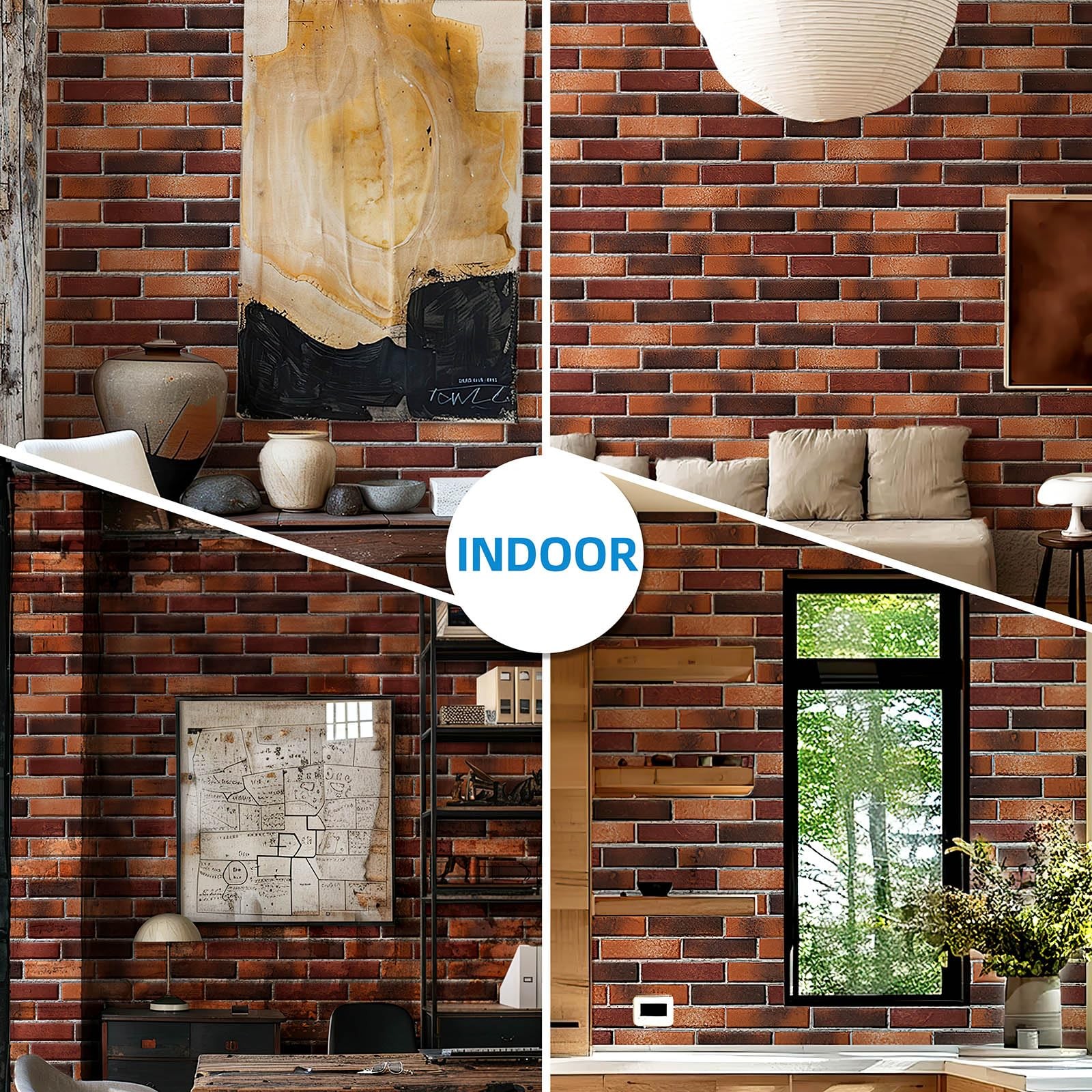 Holydecot Red Faux Brick Wall Tiles 3D Thin Brick Veneers For Indoor Outdoor