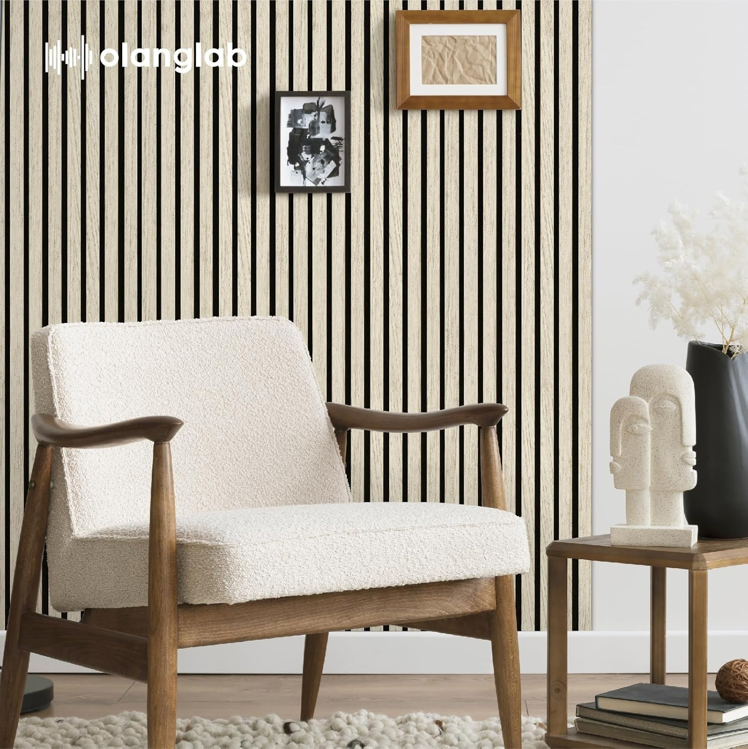 Light Oak 3D Acoustic Wall Panels – 4 Pack, 94.5″x12.6″ for Stylish Decor