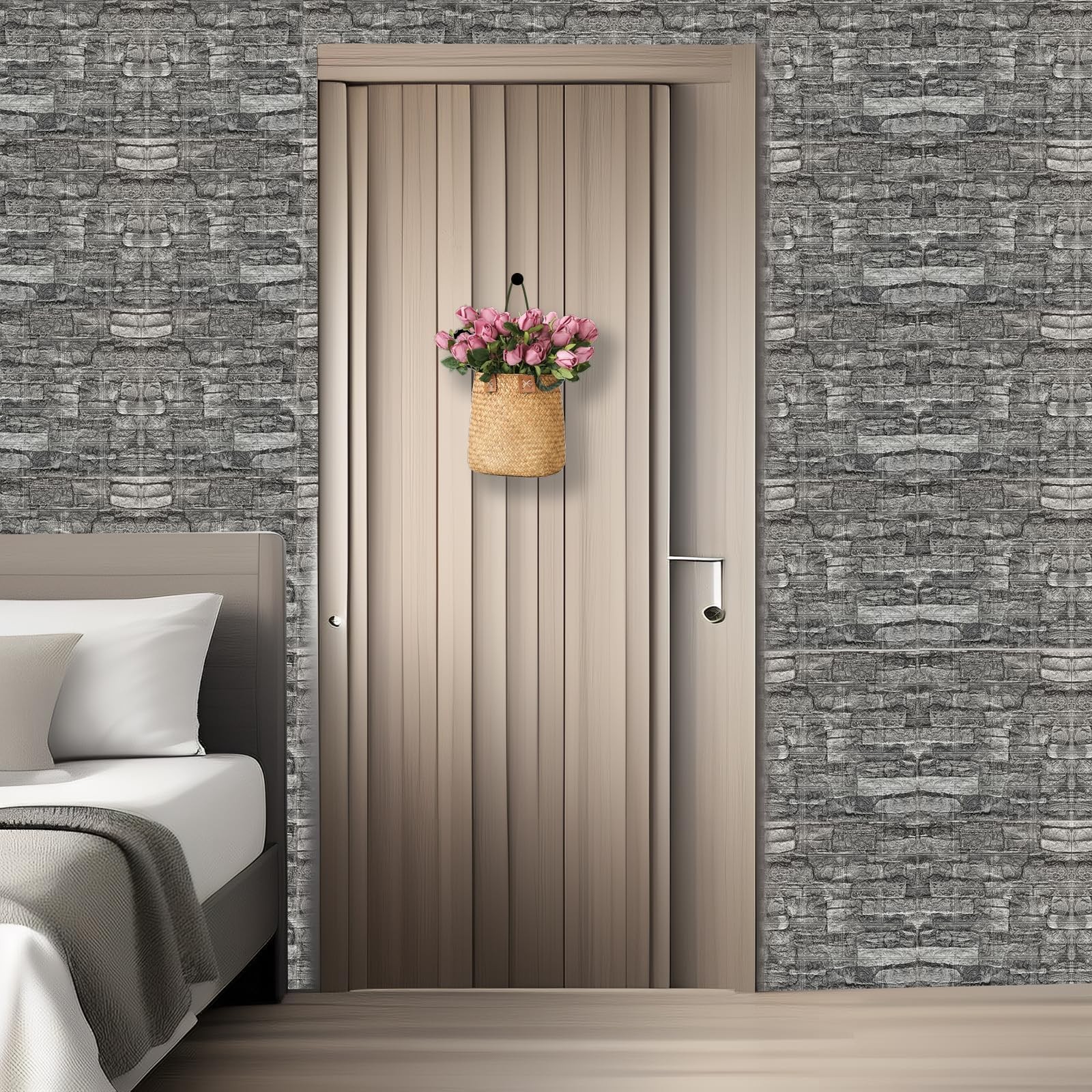 Greymond 3D Wall Panels Black Grey Stone, 20 PCS XPE Foam Peel and Stick