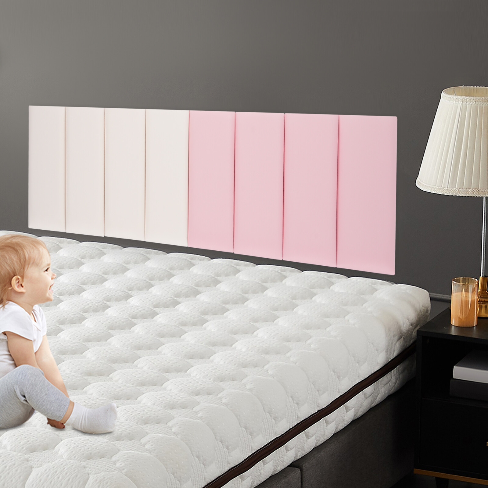 Wall Panels Pack of 8, Self-Adhesive Wall Panel, Anti-collision Wall Padding