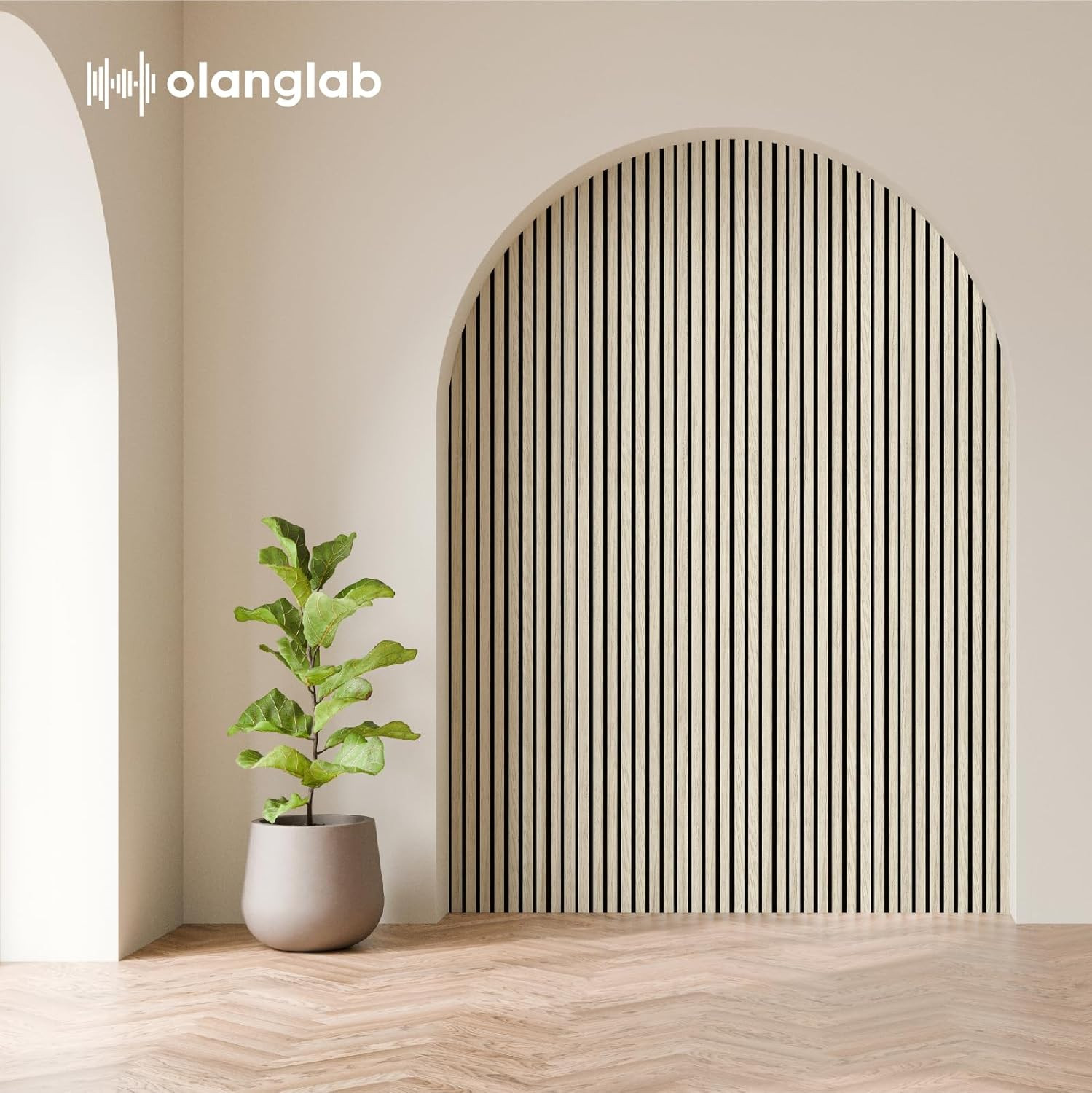 Light Oak 3D Acoustic Wall Panels – 4 Pack, 94.5″x12.6″ for Stylish Decor