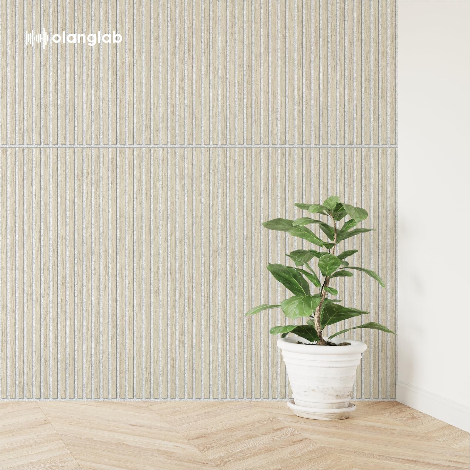 Olanglab Wood Slat Wall Panels 4 Pack Acoustic Wall Panels 47.24 X 23.62 Each