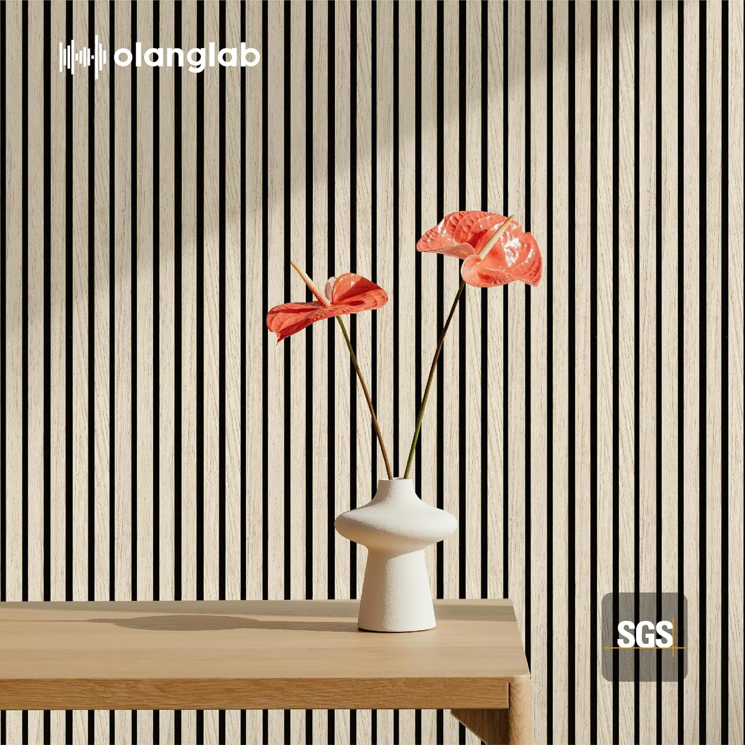 Light Oak 3D Acoustic Wall Panels – 4 Pack, 94.5″x12.6″ for Stylish Decor