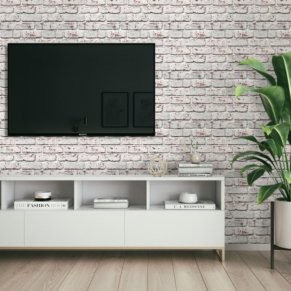 COMSTICKC 3D Faux Brick Wall Panel Peel and Stick, 10 Pcs 12″X12″ Small Size Bri
