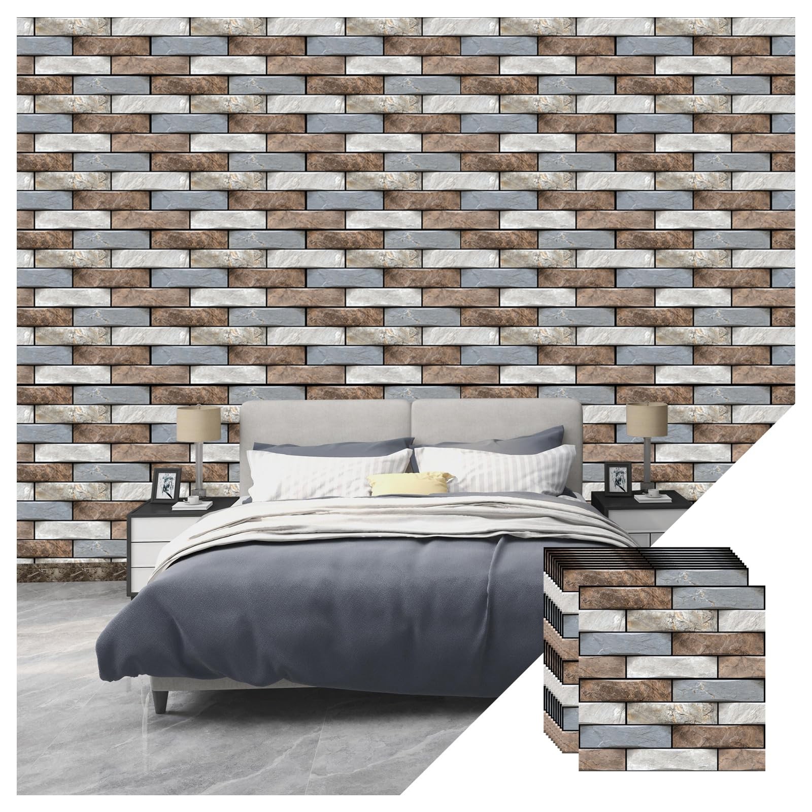szgwtk 3D Wall Panels Faux Brick 10PCS 30x30cm Foam PVC Self Adhesive