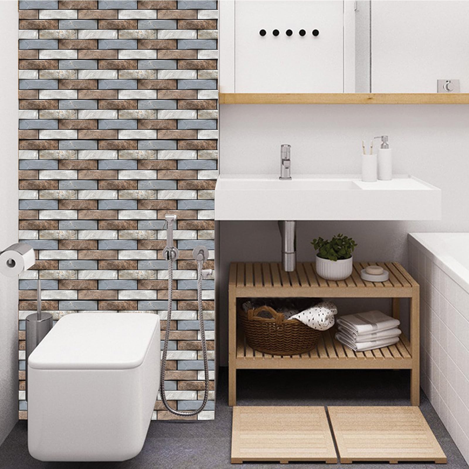 szgwtk 3D Wall Panels Faux Brick 10PCS 30x30cm Foam PVC Self Adhesive