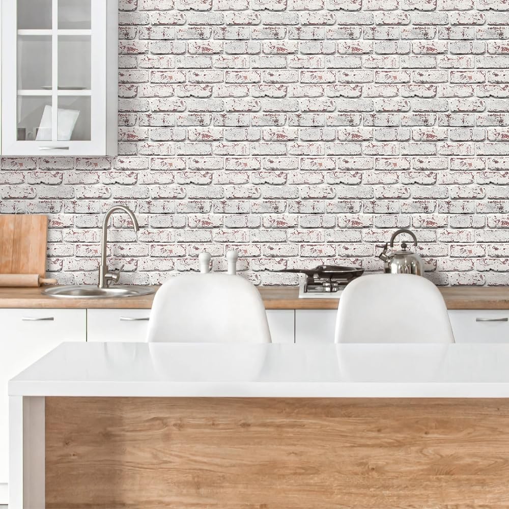 COMSTICKC 3D Faux Brick Wall Panel Peel and Stick, 10 Pcs 12″X12″ Small Size Bri