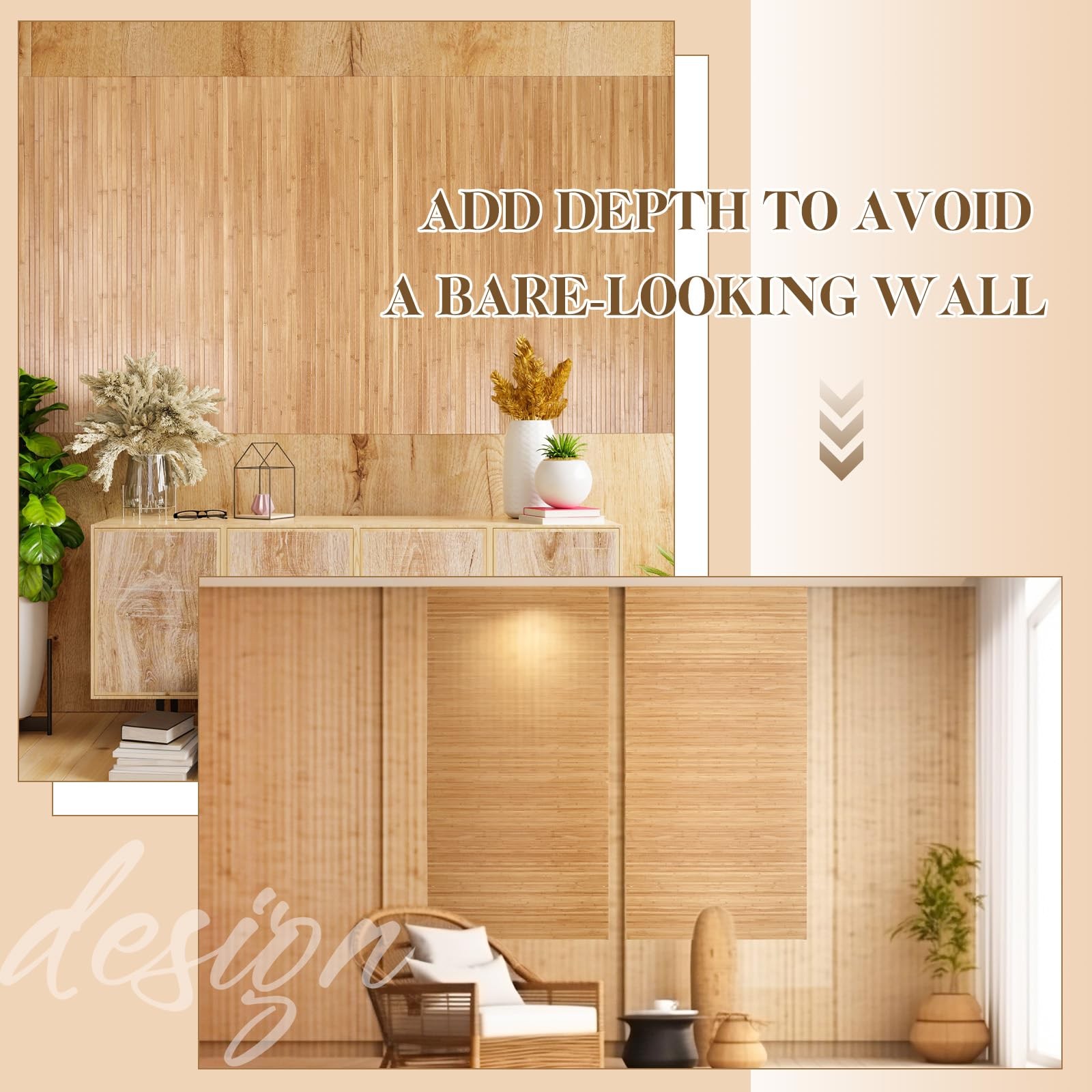 Juexica 2 Pcs Natural Bamboo Wall Panel 12 X 96 Inch Bamboo Covering Renewable