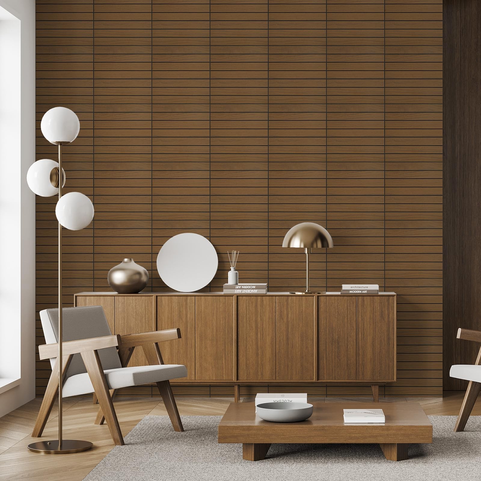 Wadile Peel And Stick Wood Slat Panels 12X12 3030Cm Decorative Pvc Soundproof