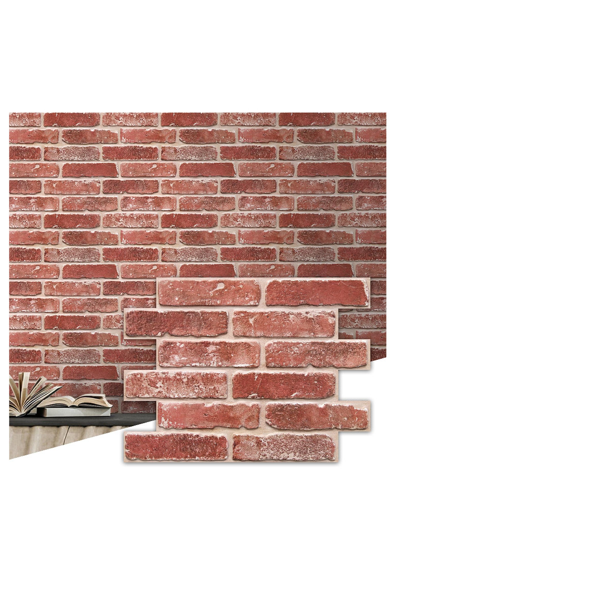 Commomy 3D Faux Brick Wall Panels Ultralight Thin Pvc Brick Peel And Stick