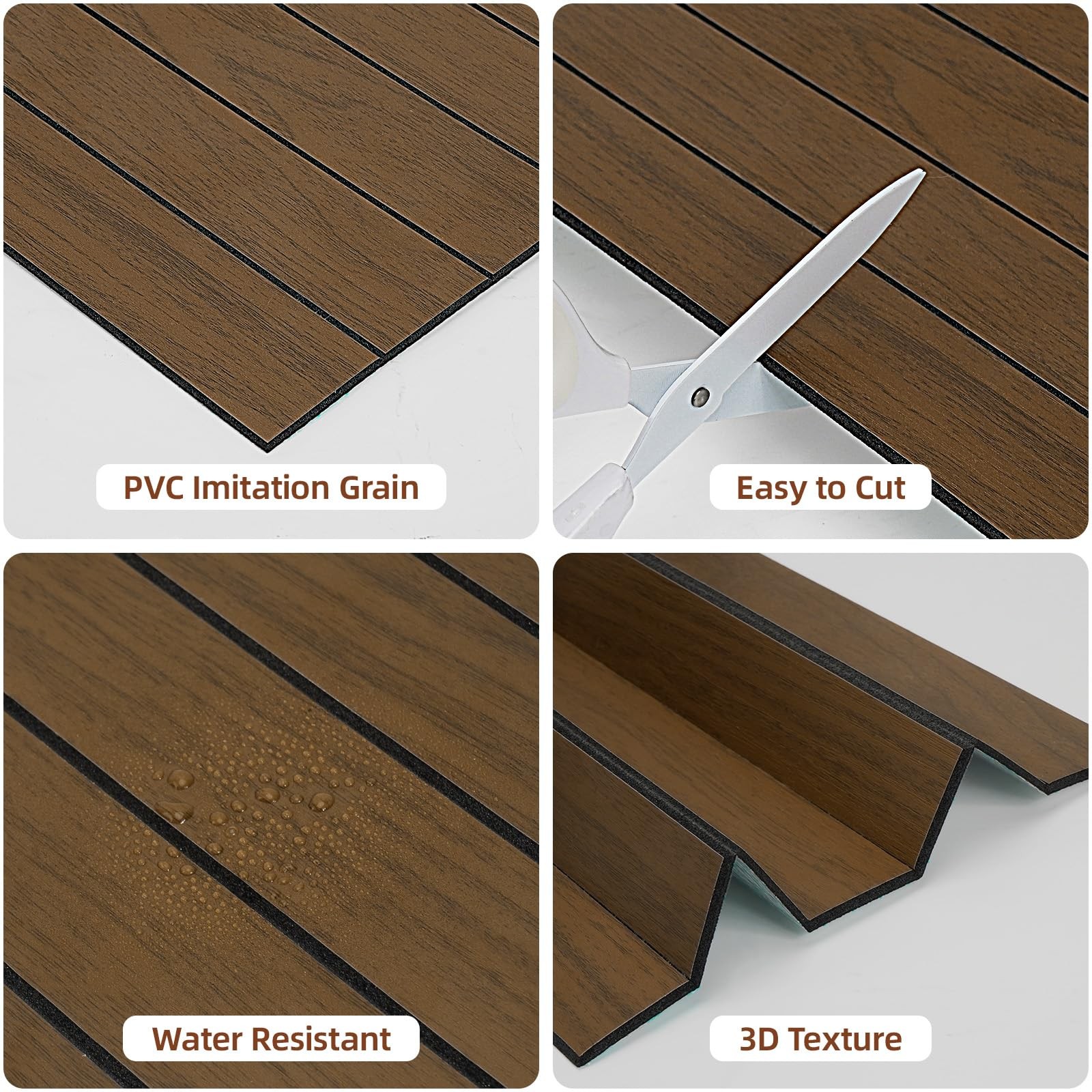 Wadile Peel And Stick Wood Slat Panels 12X12 3030Cm Decorative Pvc Soundproof