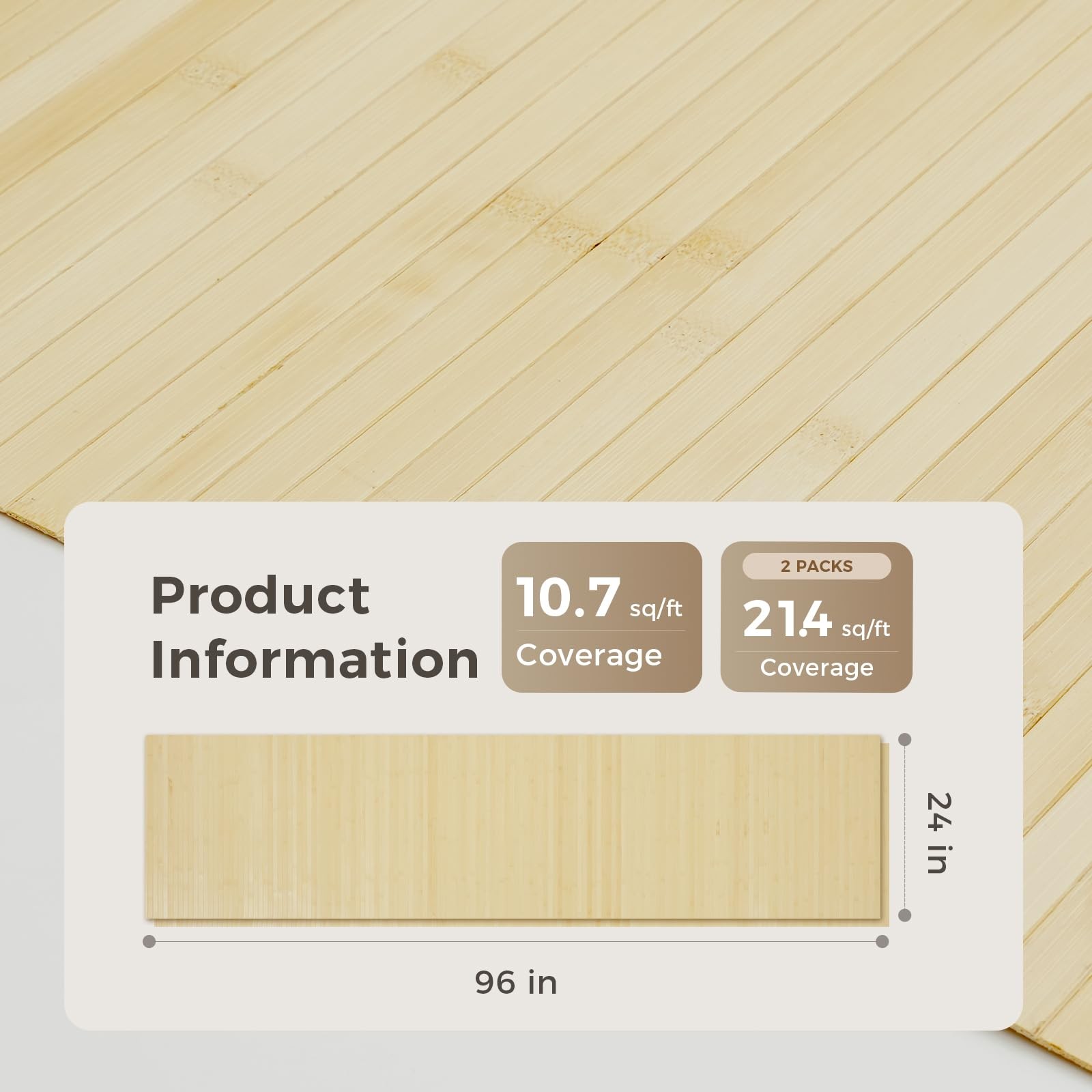 OUZUGIE 2 Pack 96×24 Inch Natural Bamboo Wall Panel – Raw Pole Wrap Paneling for