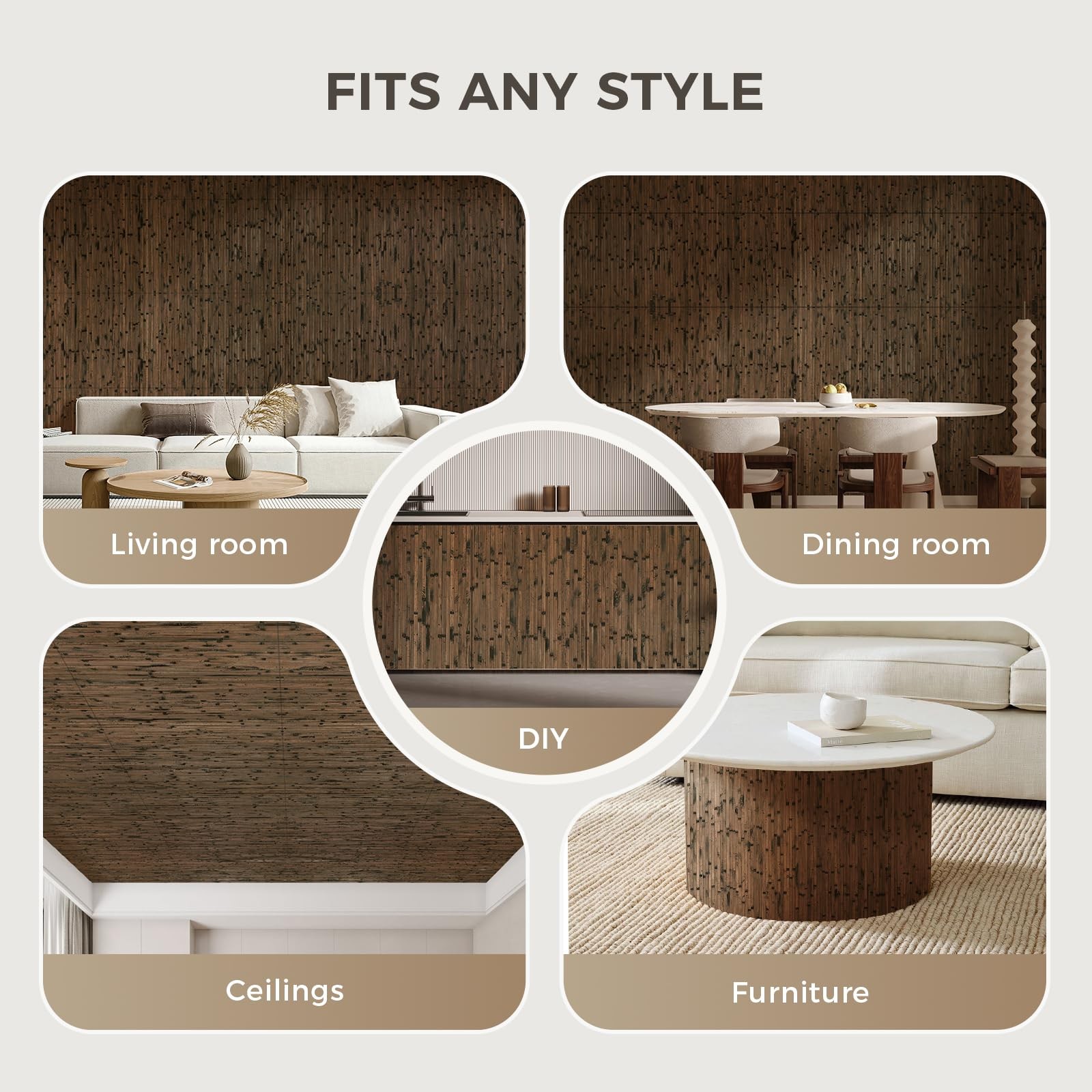 OUZUGIE 2 Pack 96×24 Inch Natural Bamboo Wall Panel – Brown Burned Pole Wrap Pan