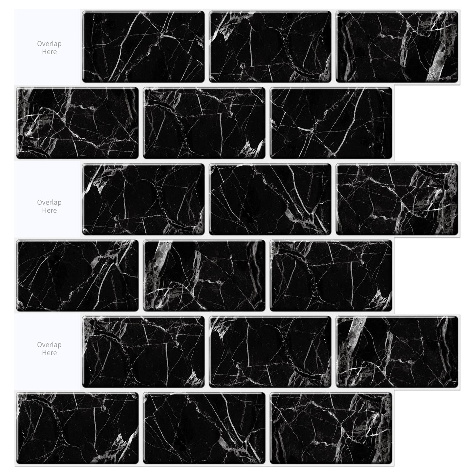 Art3d 10-Sheet 12″x12″ Peel & Stick Subway Tile Backsplash Marble Design