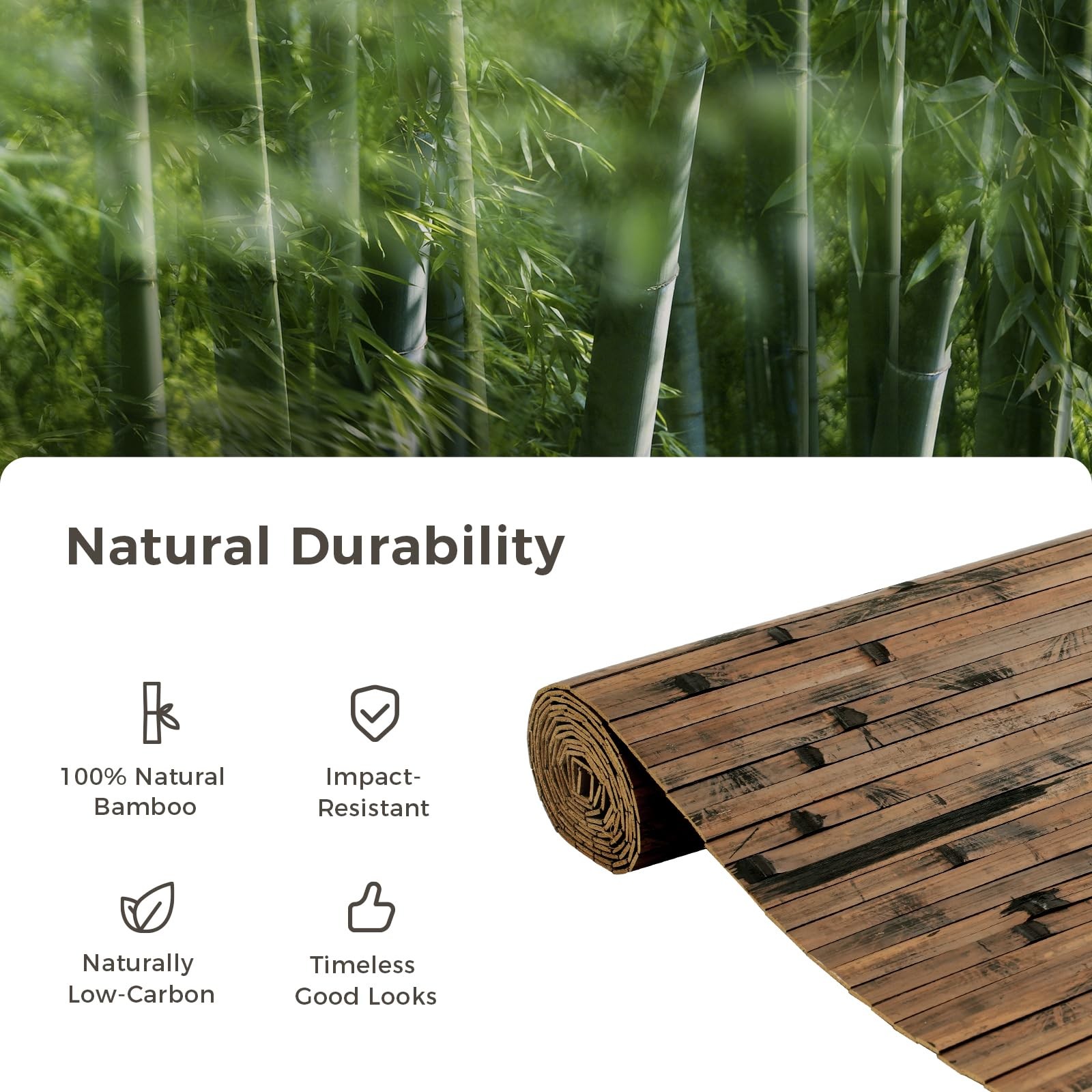 OUZUGIE 2 Pack 96×24 Inch Natural Bamboo Wall Panel – Brown Burned Pole Wrap Pan