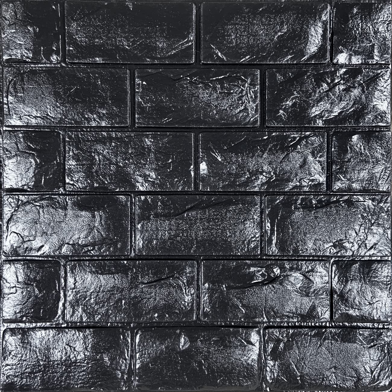 YU LI 3DH 3D Wall Panels Peel and Stick 11PCS Black Foam Brick Wallpaper
