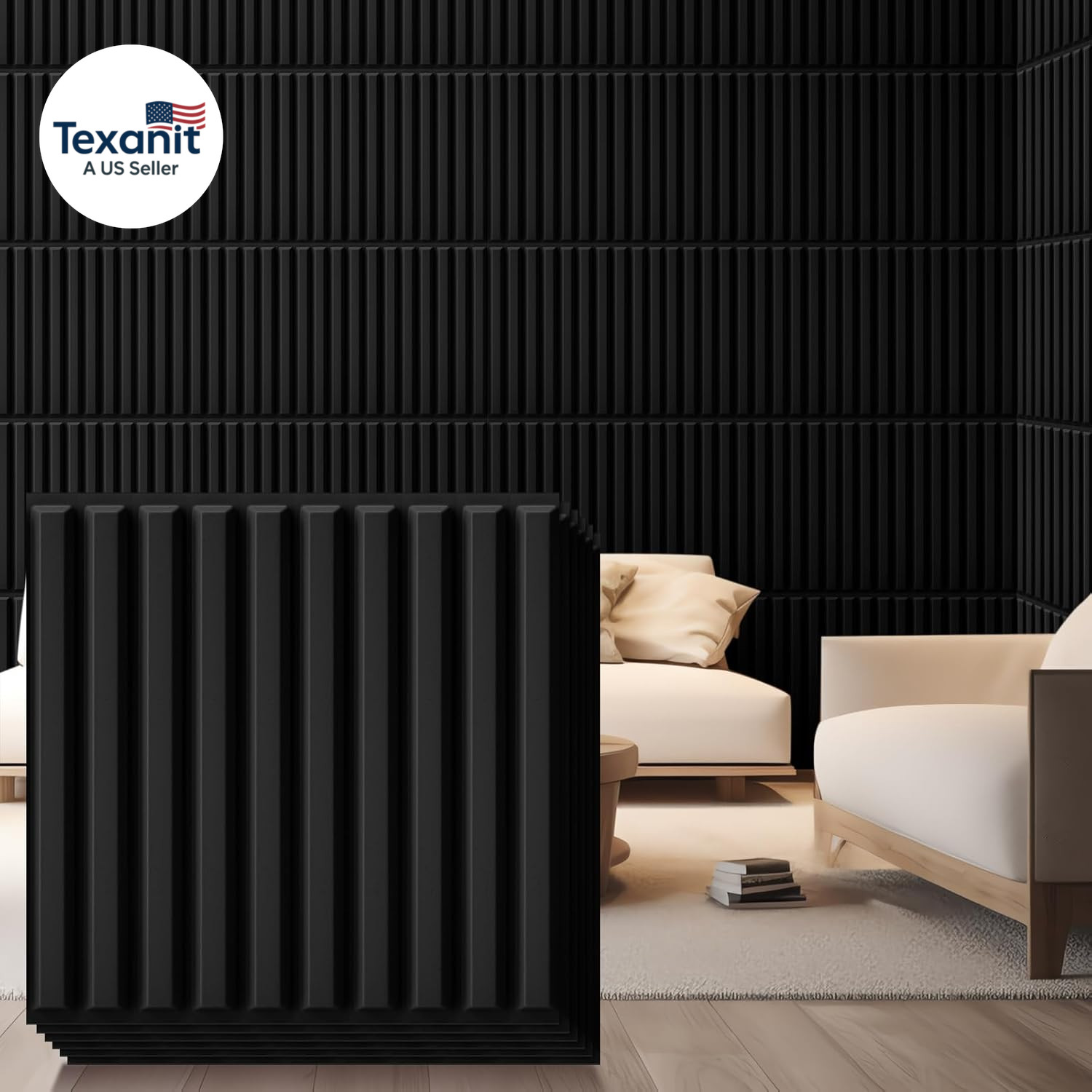 32 Pcs 3D Slat Wall Panels, 12″X12″ PVC Fluted Wall Paneling for Interior Decor,