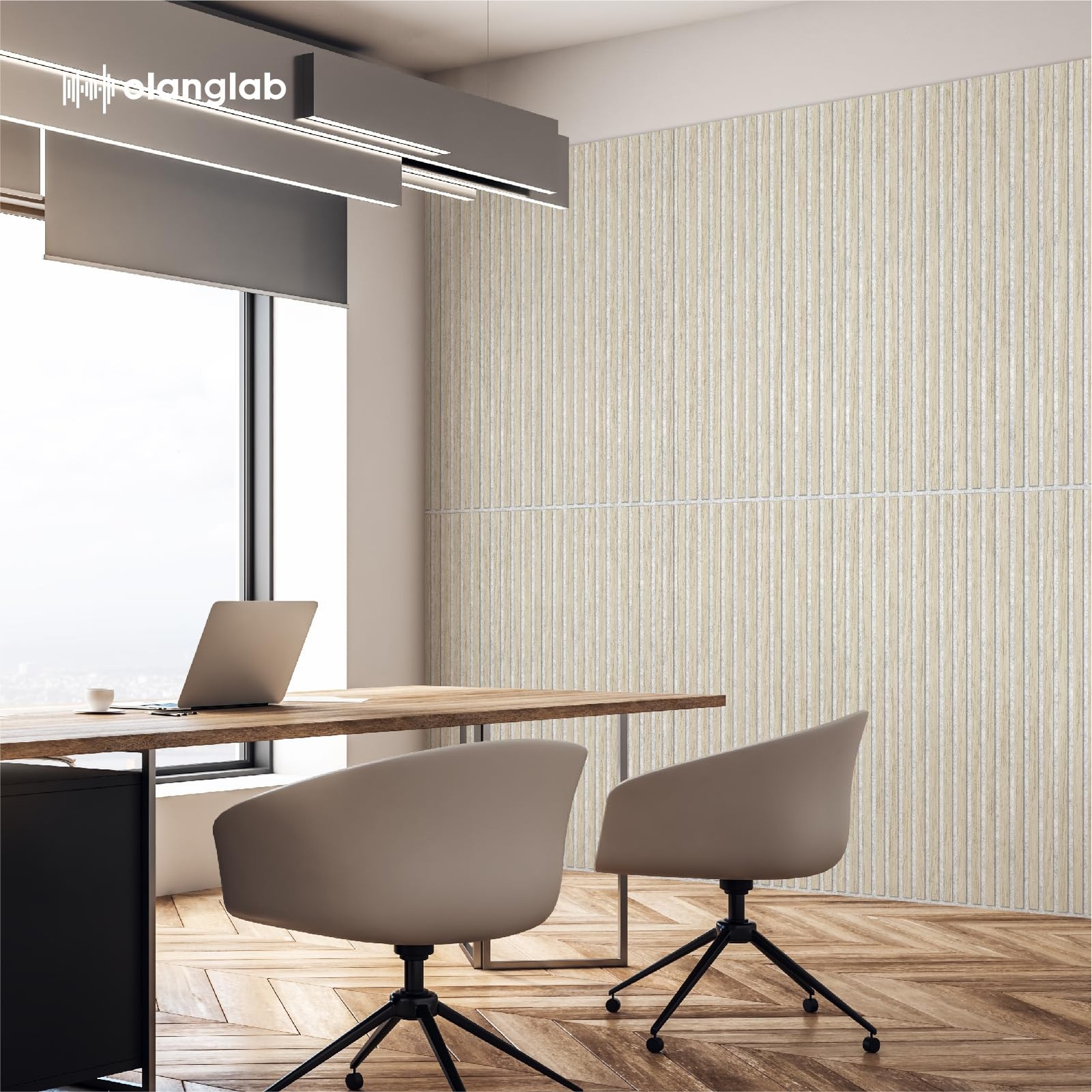 Olanglab Wood Slat Wall Panels 4 Pack Acoustic Wall Panels 47.24 X 23.62 Each