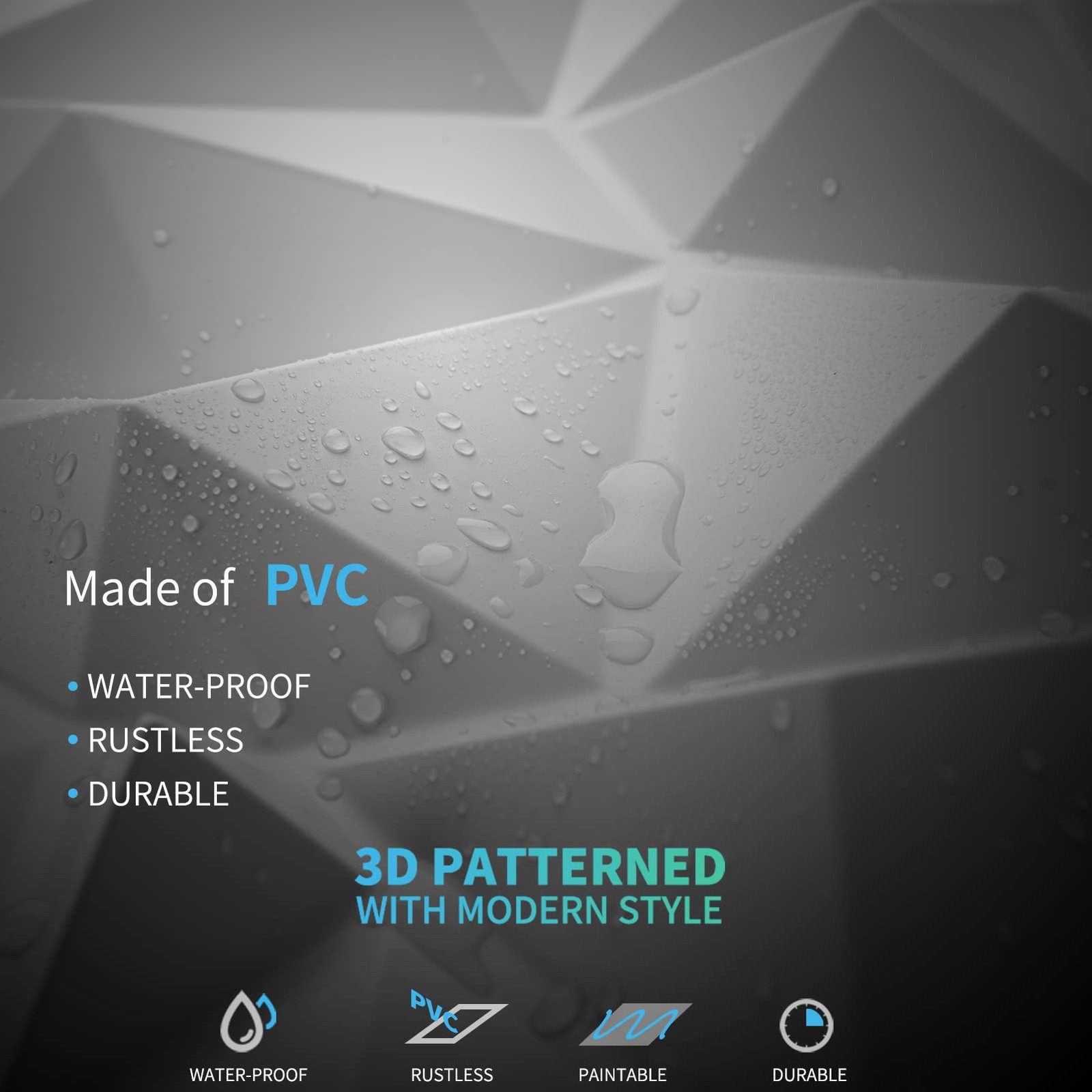 Art3d 19.7″x19.7″ 3D Wall Panels Diamond Design Pack of 12 White, 32 Sq Ft
