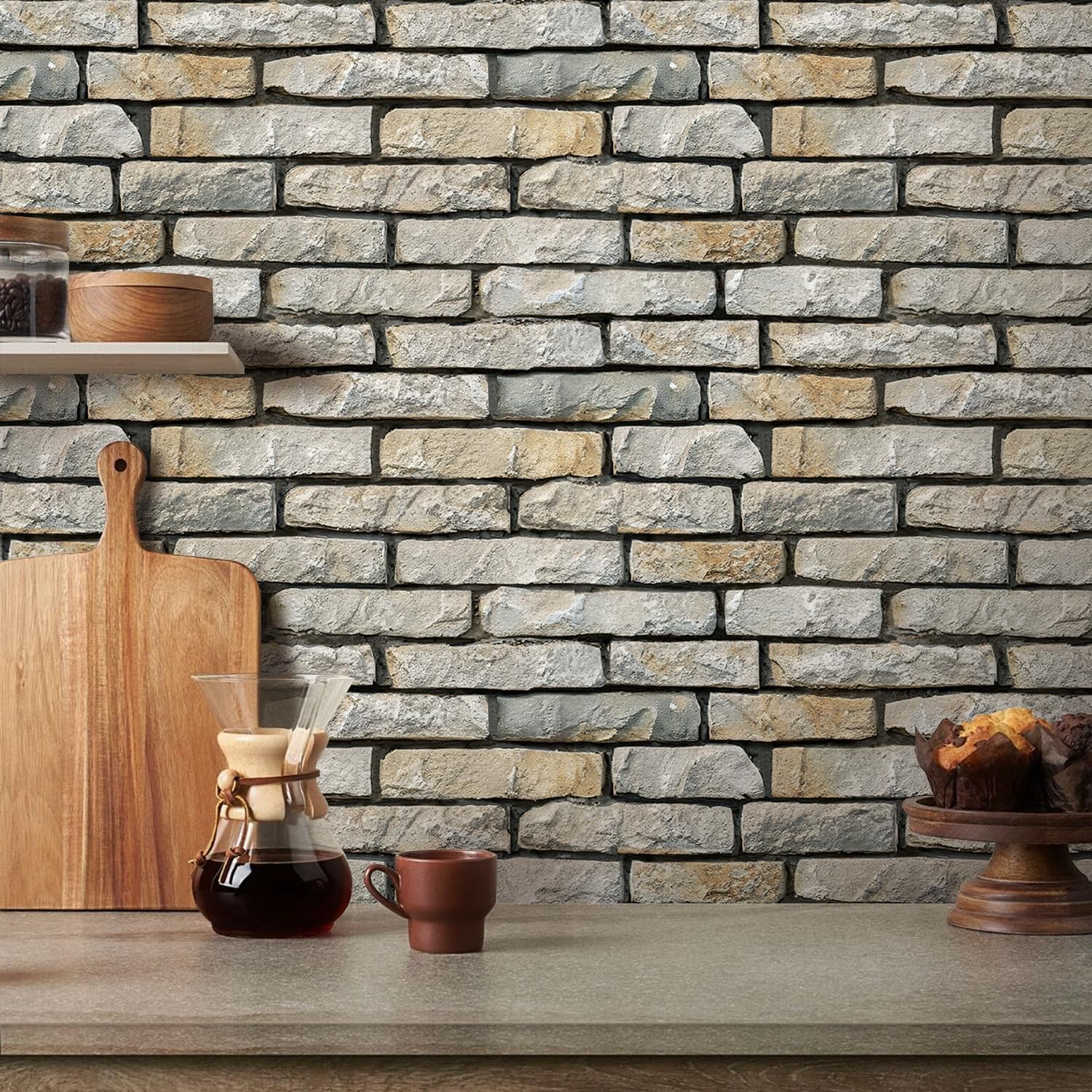 Comstickc 3D Stone Wall Panel Peel And Stick12 Pcs Of 22.8 X 11.8 Diy