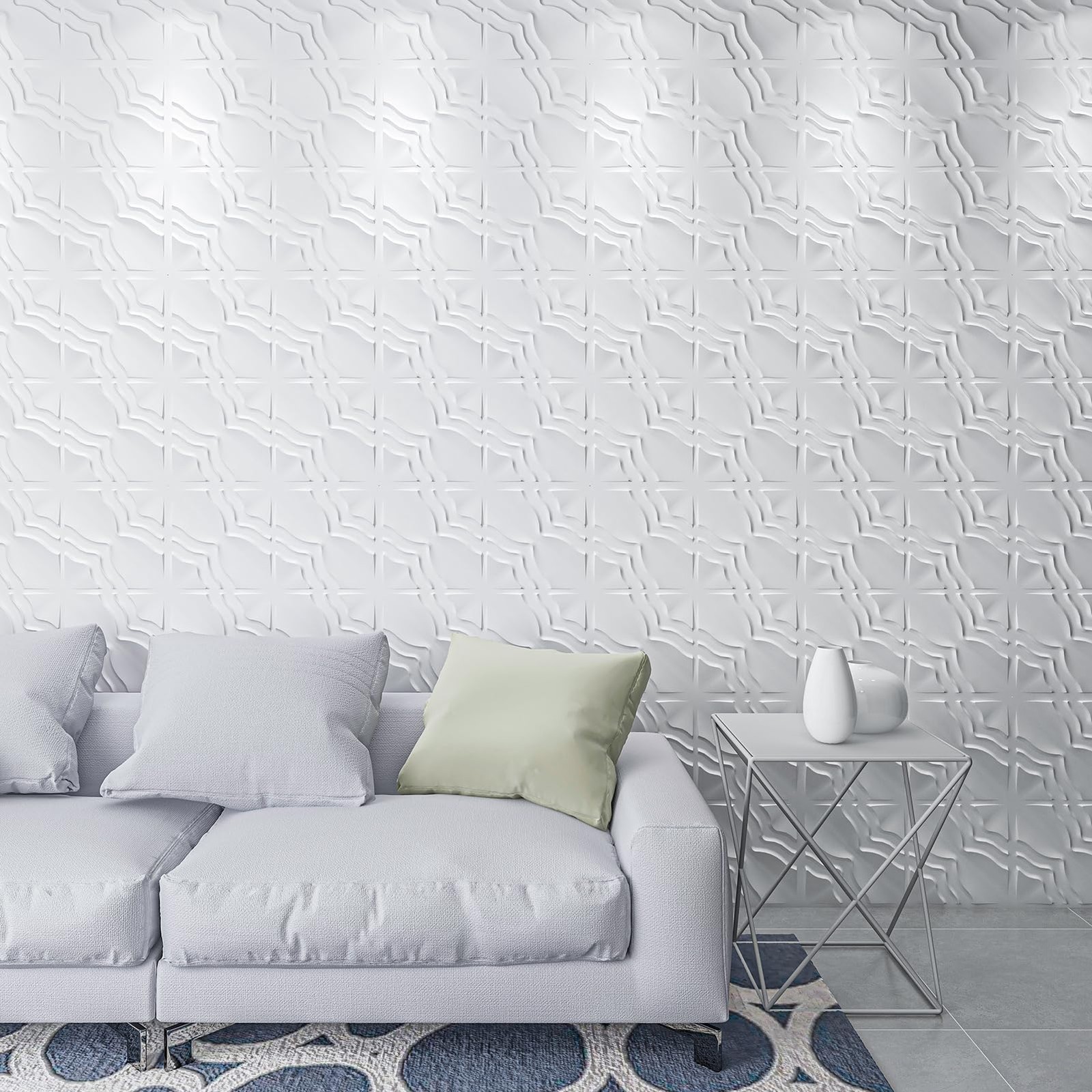 Art3d 33-Pack 3D Textured PVC Wall Panels 12×12″ White – Covers 32 Sq.Ft.